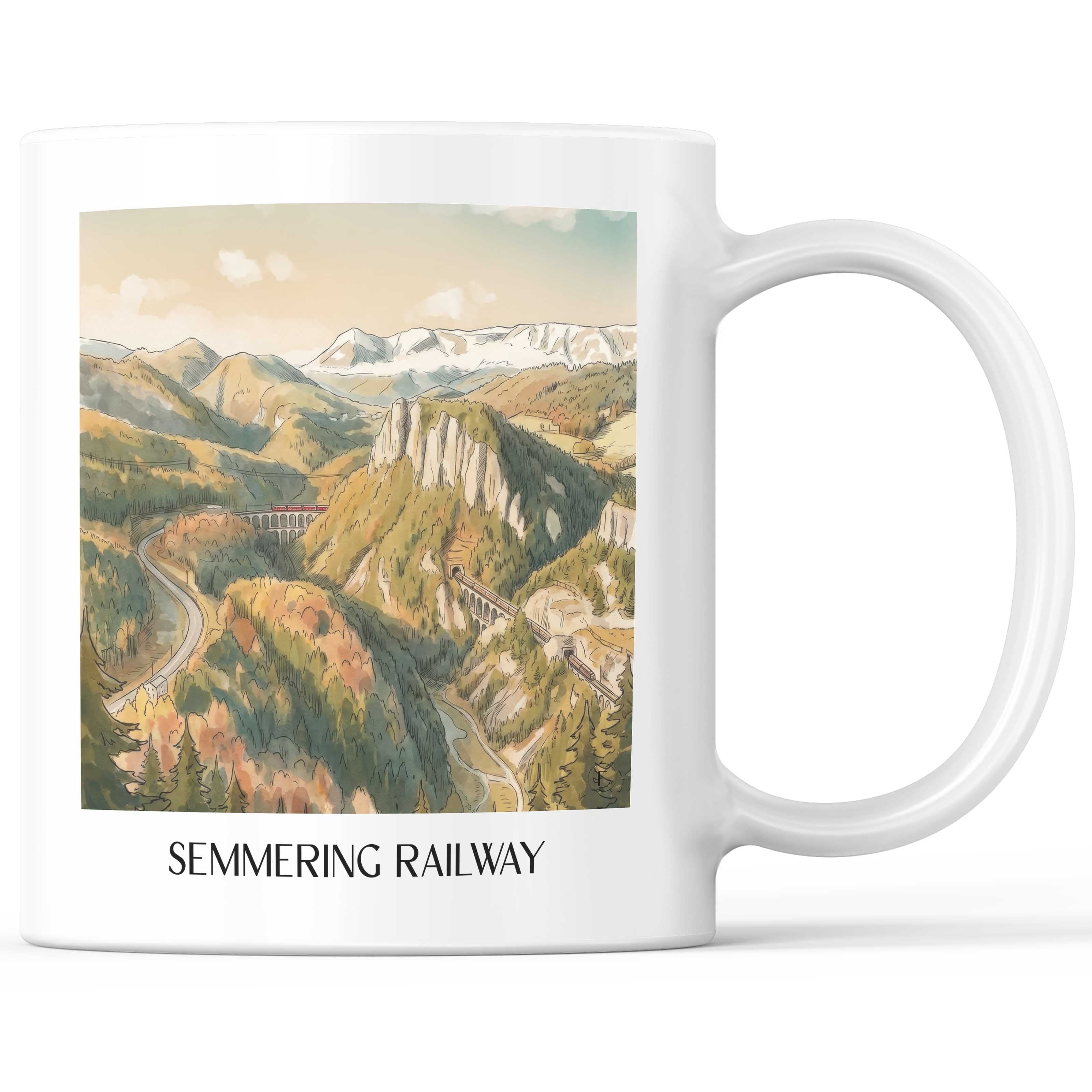 Semmeringbahn Kaffeebecher - Österreich - Österreich Becher - Kaffeetasse im Aquarell Stil - favplace