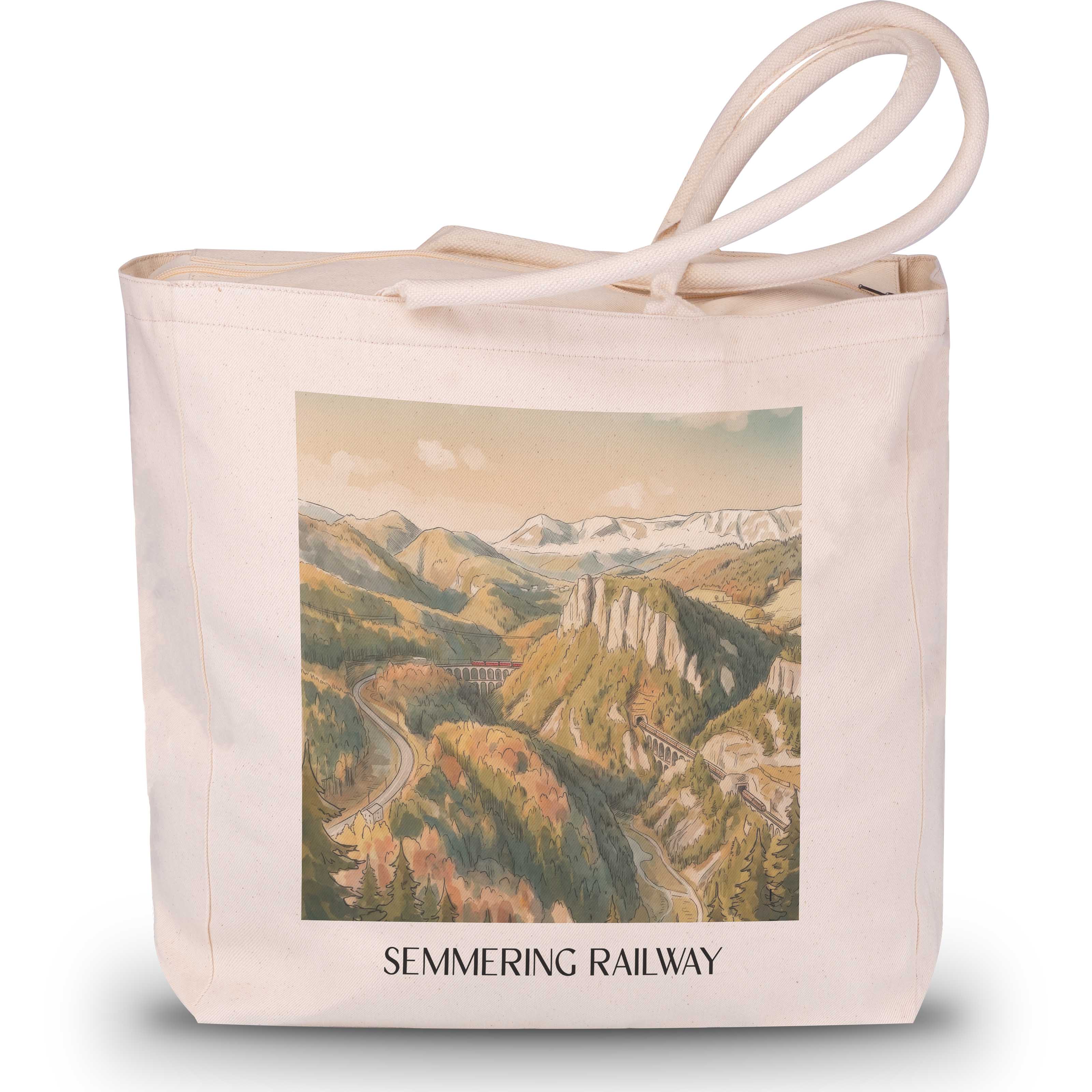 Semmeringbahn Shopping Tasche - Österreich - Österreich Tote Bag - Einkaufstasche im Aquarell Stil - favplace