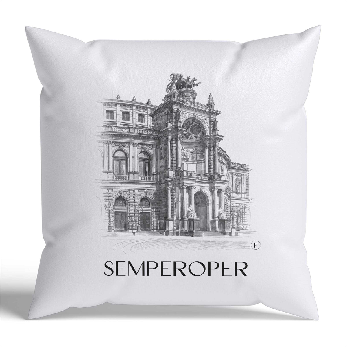 Semperoper Kissenhülle - Zierkissen Bezug - Dresden - Deutschland Kissen bzw. Kissenbezug im Zeichnung Stil - favplace