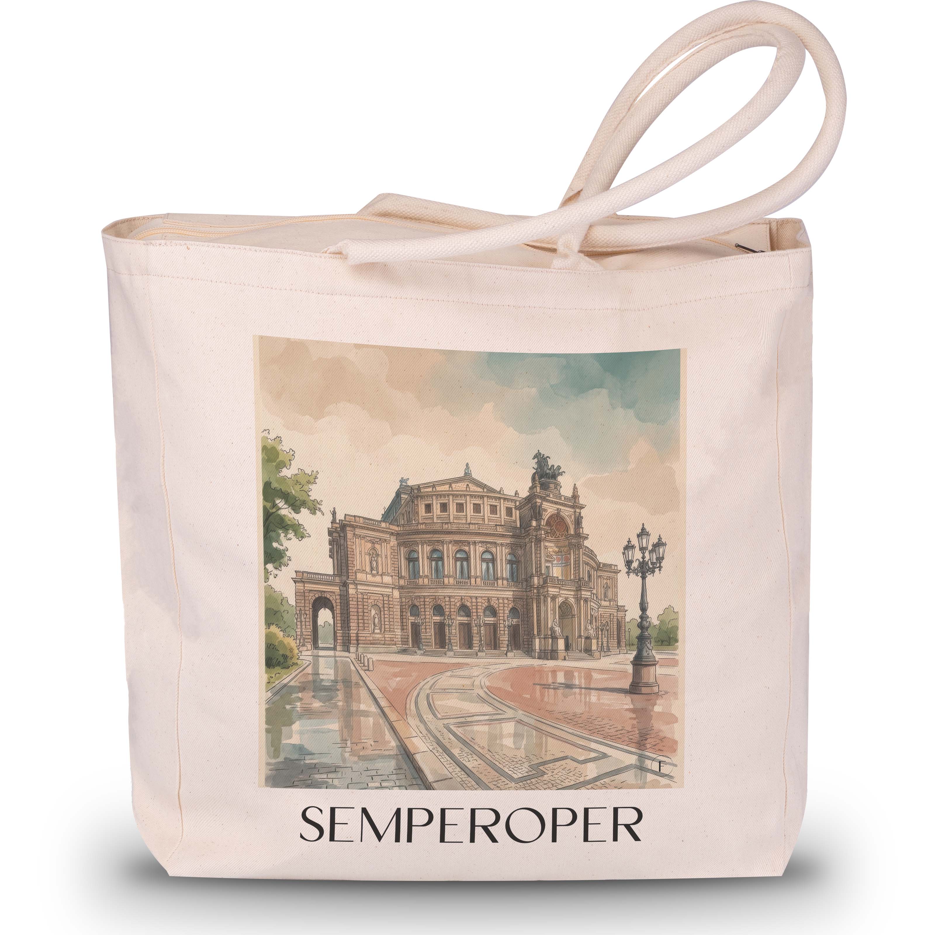 Semperoper Shopping Tasche - Dresden - Deutschland Tote Bag - Einkaufstasche im Aquarell Stil - favplace
