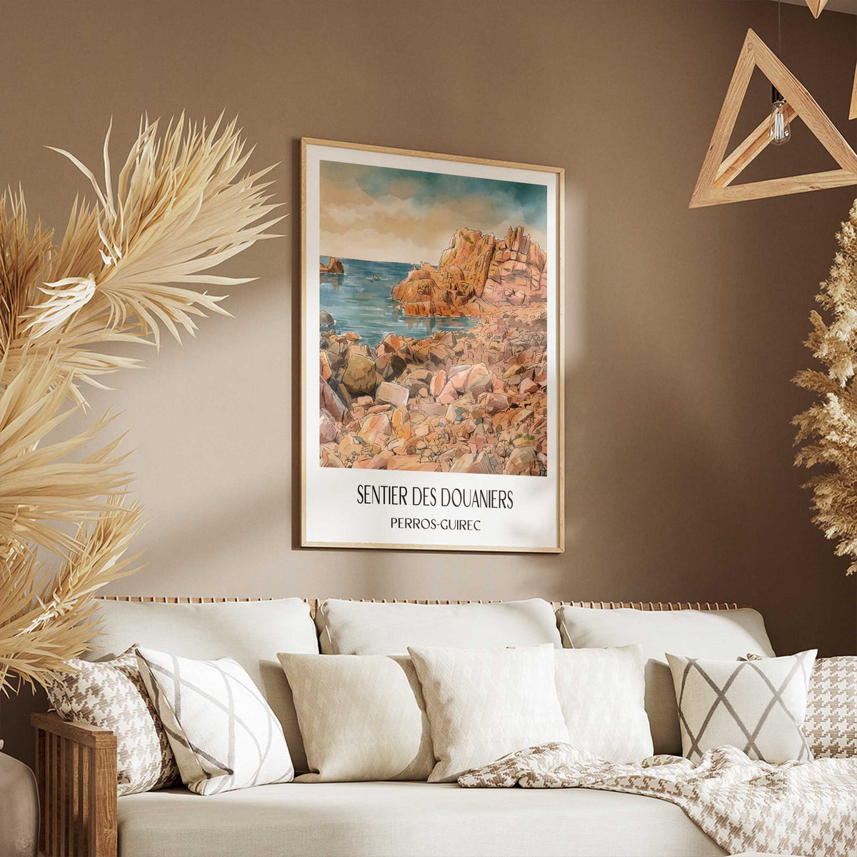 sentier-des-douaniers-perros-guirec-frankreich-poster-aquarell