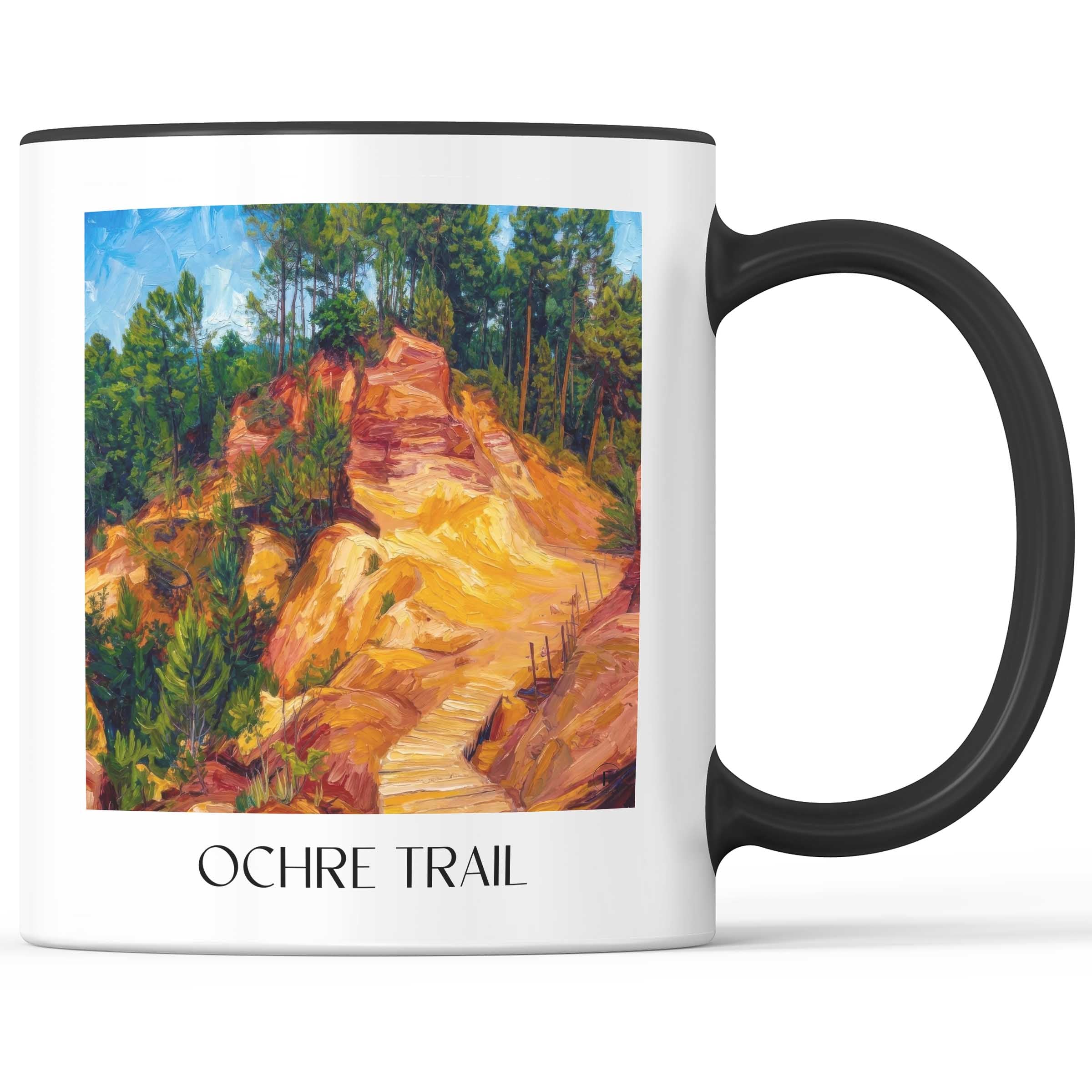 Sentier des Ocres Kaffeebecher - Roussilon - Frankreich Becher - Kaffeetasse im Ölgemälde Stil - favplace