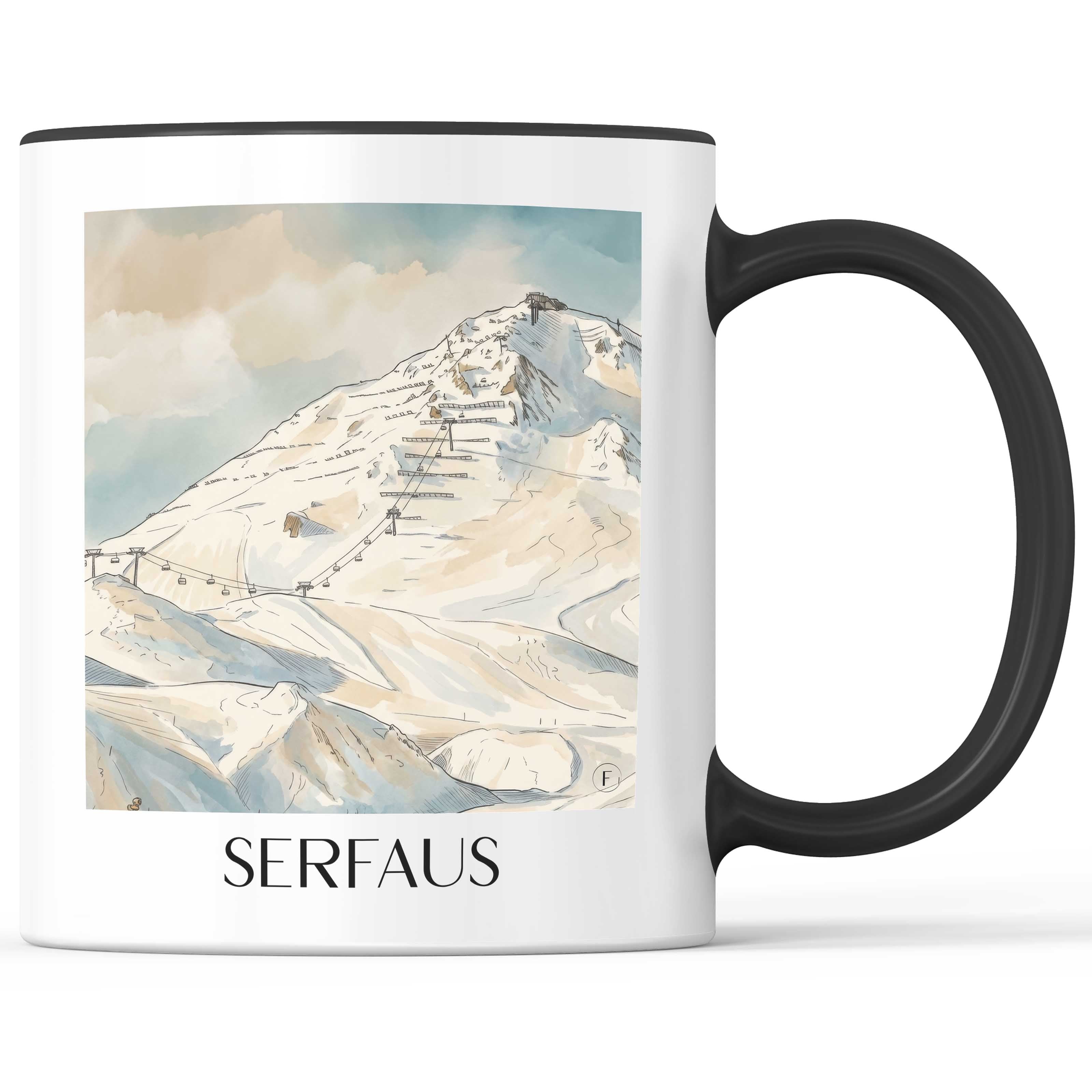 Serfaus Kaffeebecher - Tirol - Österreich Becher - Kaffeetasse im Aquarell Stil - favplace