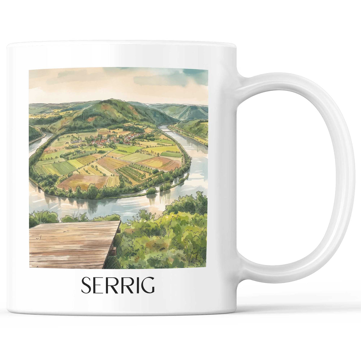 Serrig Kaffeebecher - Saartal - Deutschland Becher - Kaffeetasse im Aquarell Stil - favplace
