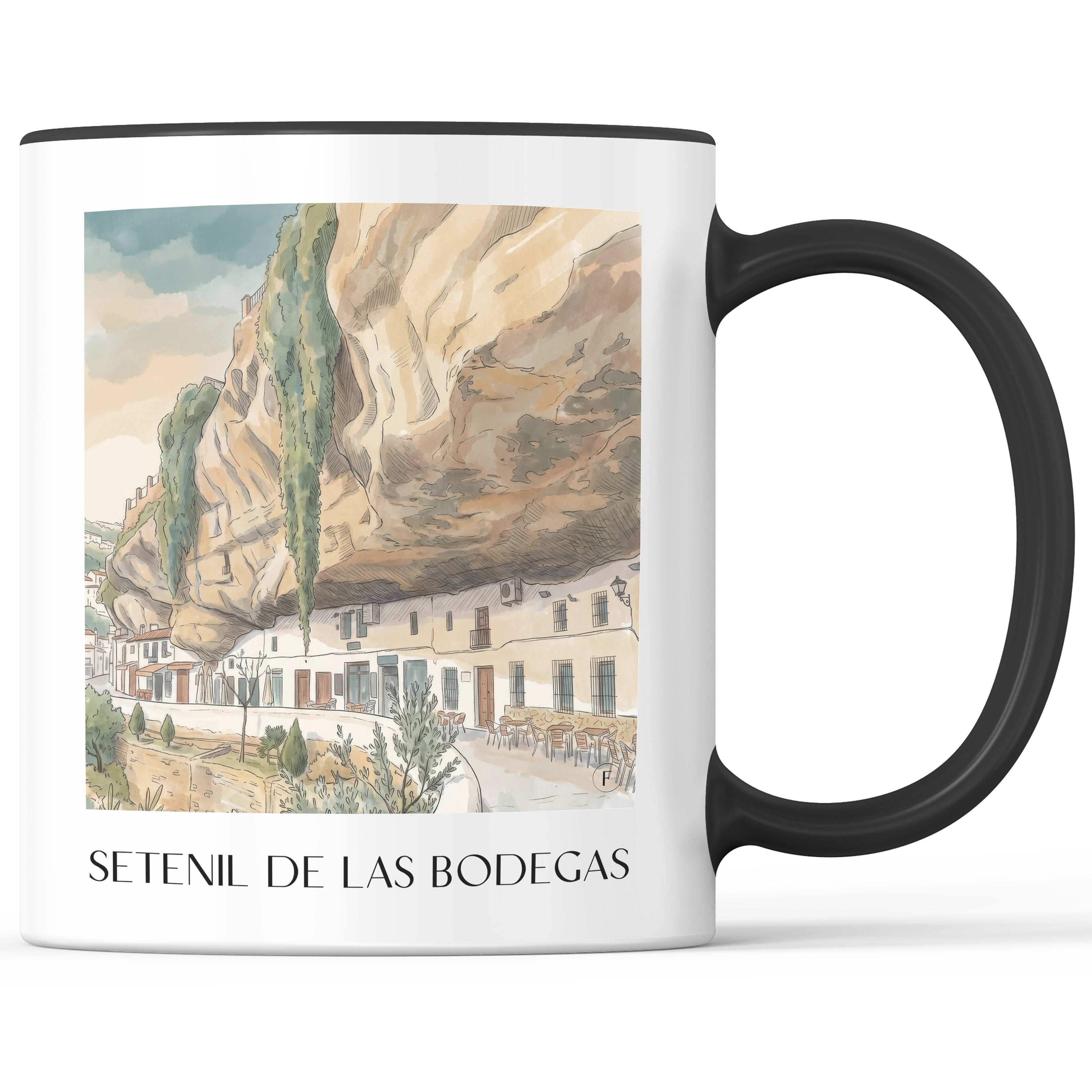 Setenil de las Bodegas Kaffeebecher - Spanien - Spanien Becher - Kaffeetasse im Aquarell Stil - favplace