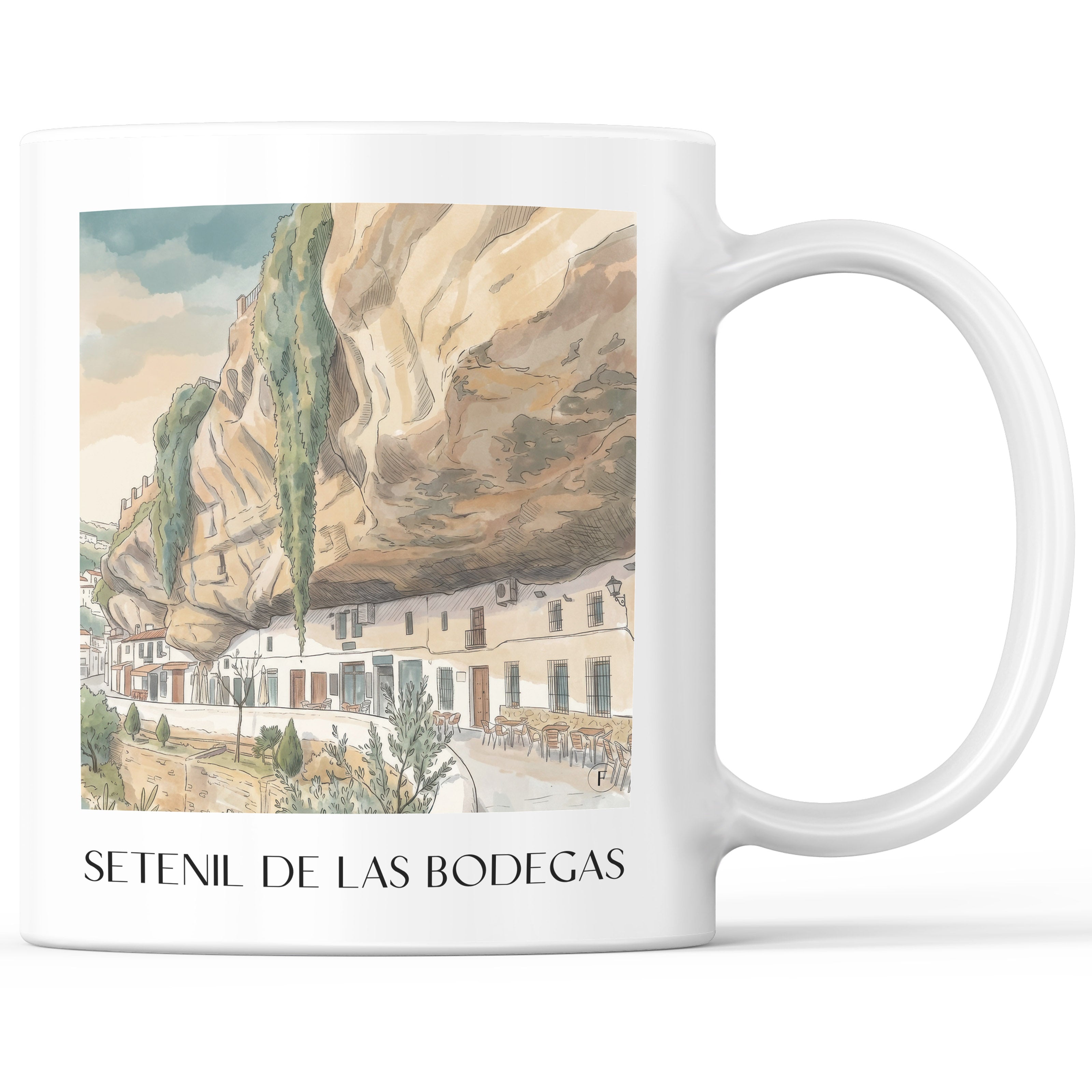 Setenil de las Bodegas Kaffeebecher - Spanien - Spanien Becher - Kaffeetasse im Aquarell Stil - favplace