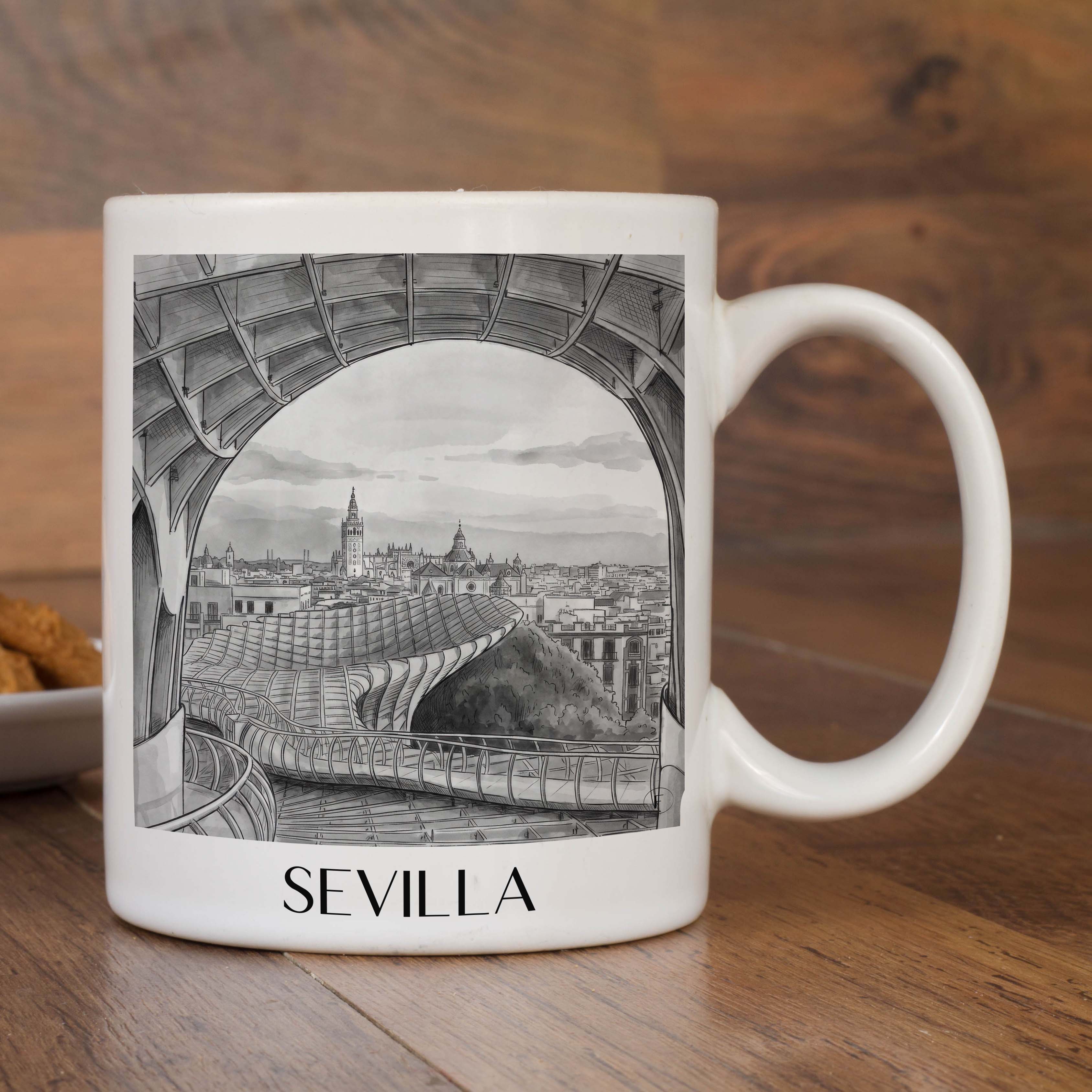 sevilla-spanien-spanien-kaffeebecher-aquarell-schwarz-weiss