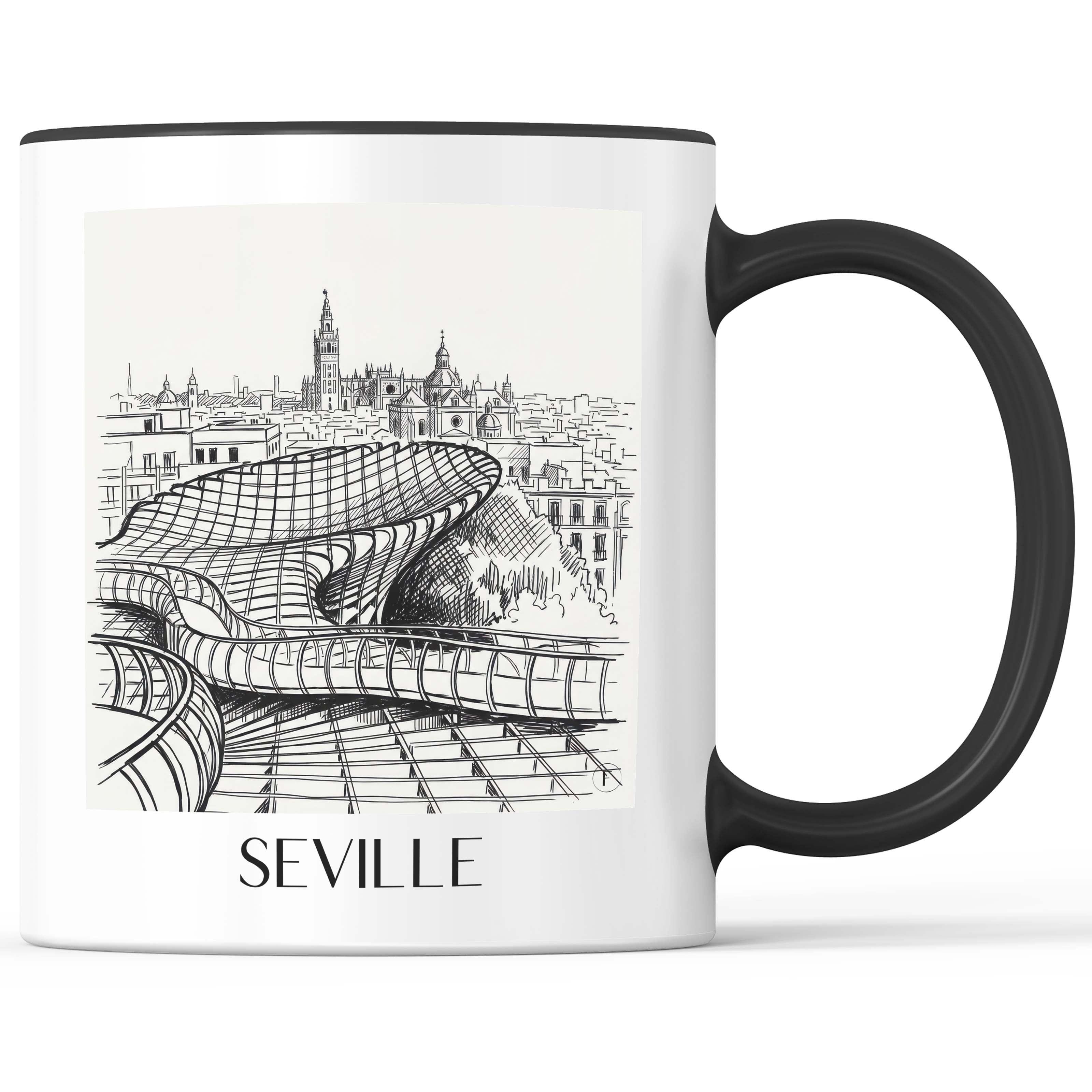Sevilla Kaffeebecher - Spanien - Spanien Becher - Kaffeetasse im Skizze Stil - favplace