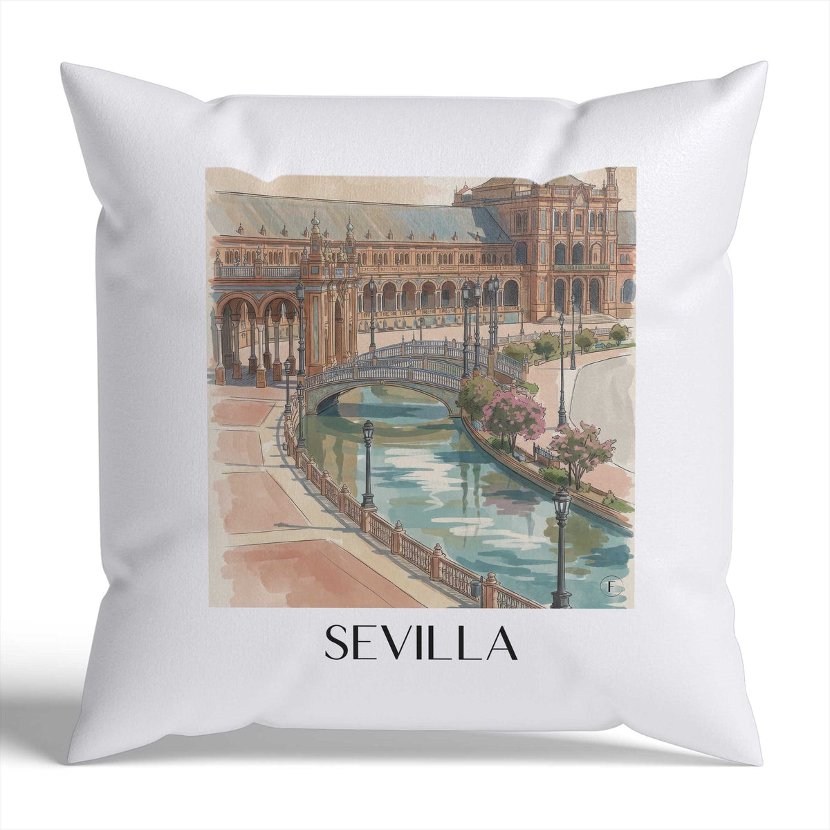 sevilla-spanien-spanien-kissenbezug-aquarell