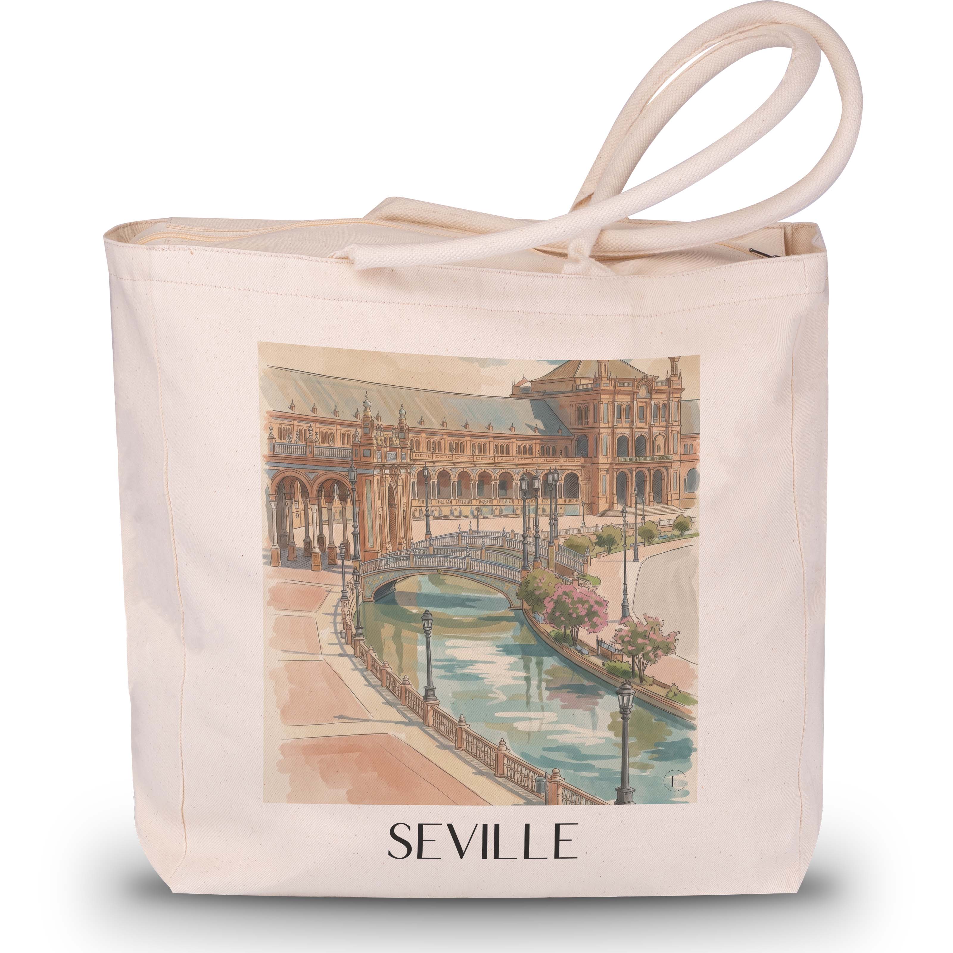 Sevilla - Spanien Tote Bag - Einkaufstasche im Aquarell Stil - favplace