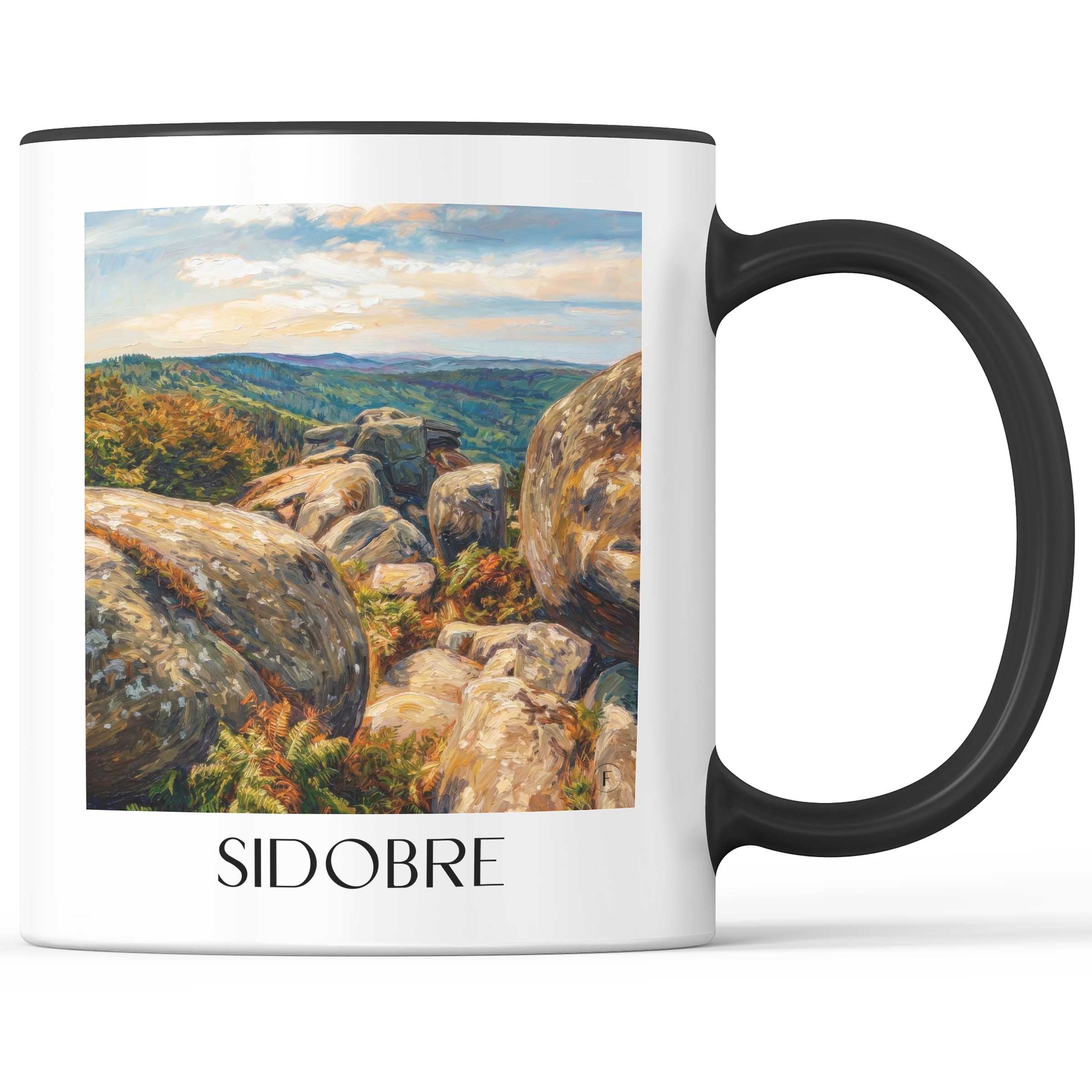 Sidobre Kaffeebecher - Okzitanien - Frankreich Becher - Kaffeetasse im Ölgemälde Stil - favplace