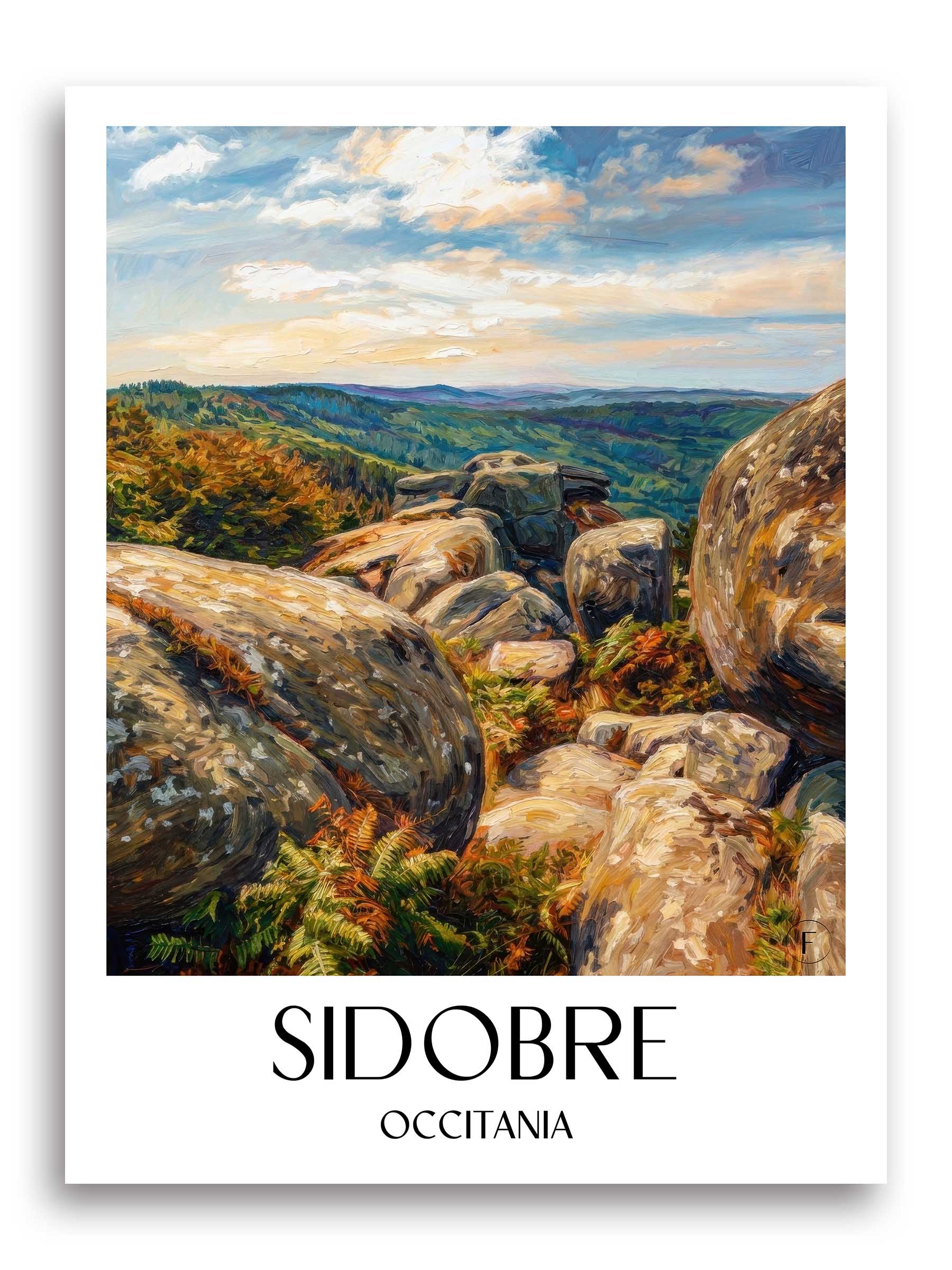 Sidobre Poster - Okzitanien - Frankreich Kunstdruck - Ölgemälde von A4 bis A1 - favplace