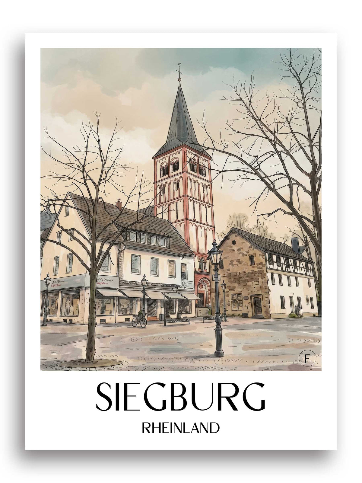 siegburg-rheinland-deutschland-poster-aquarell