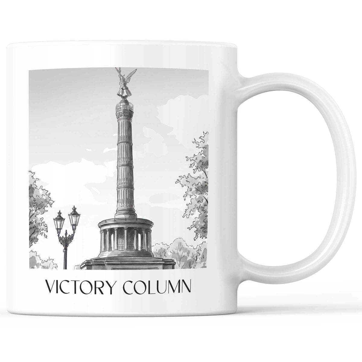 Siegessäule Kaffeebecher - Berlin - Deutschland Becher - Kaffeetasse im Aquarell Schwarz-Weiß Stil - favplace