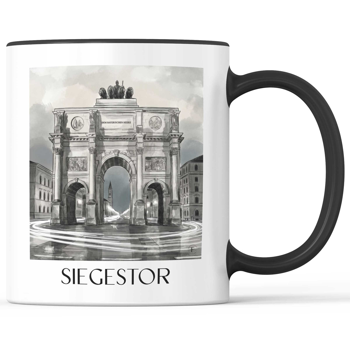 siegestor-münchen-deutschland-kaffeebecher-aquarell-schwarz-weiss