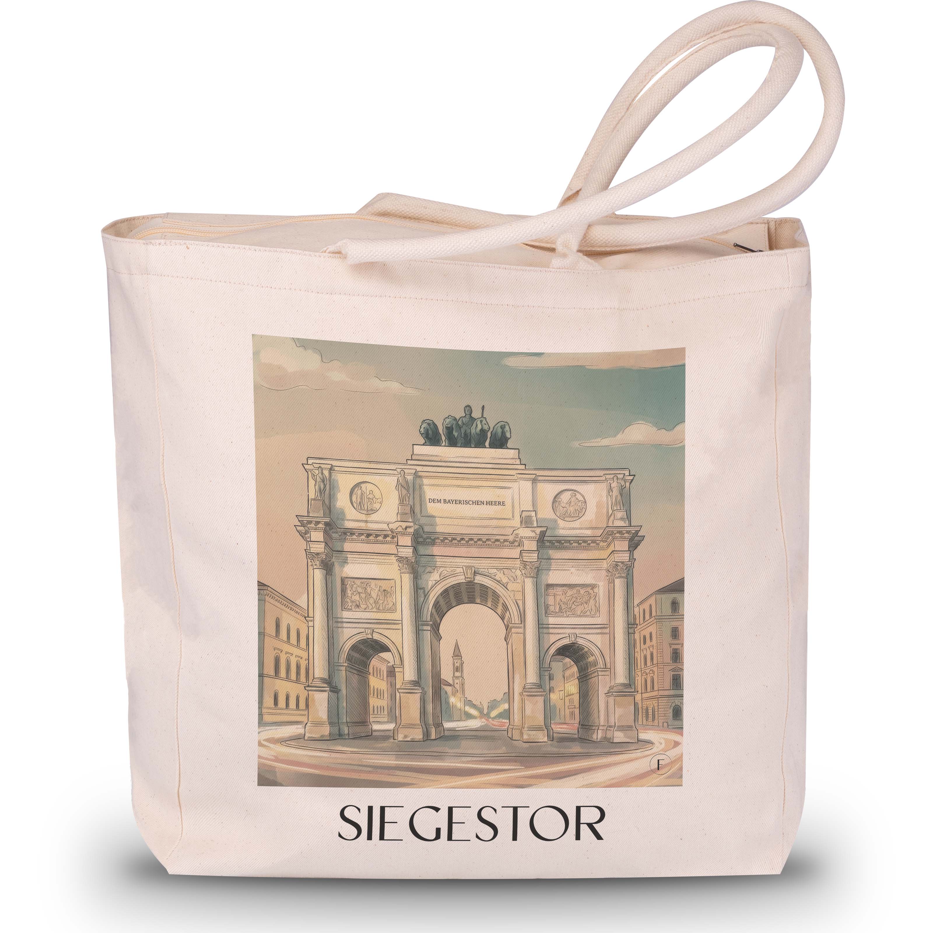 siegestor-münchen-deutschland-einkaufstasche-aquarell