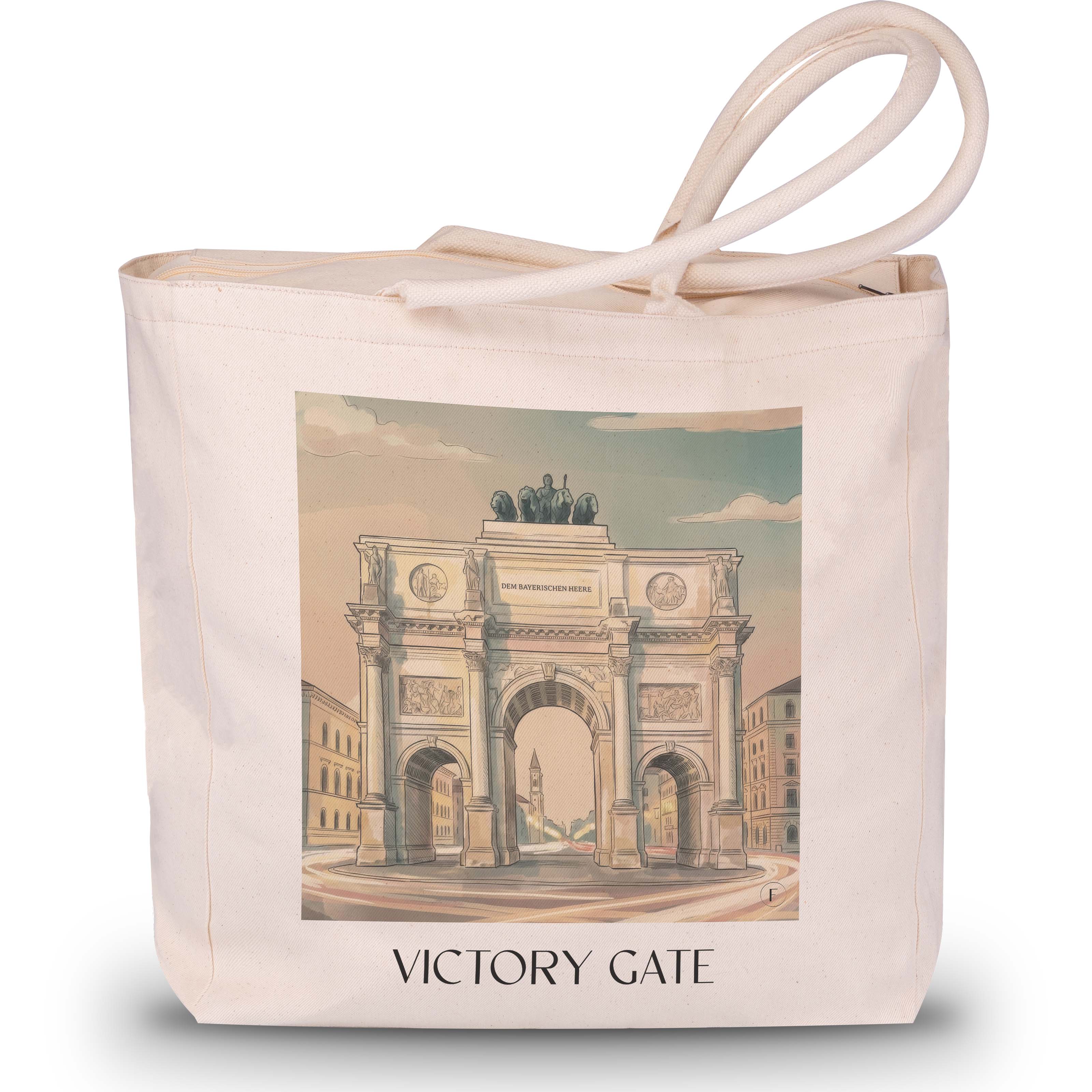 Siegestor Shopping Tasche - München - Deutschland Tote Bag - Einkaufstasche im Aquarell Stil - favplace