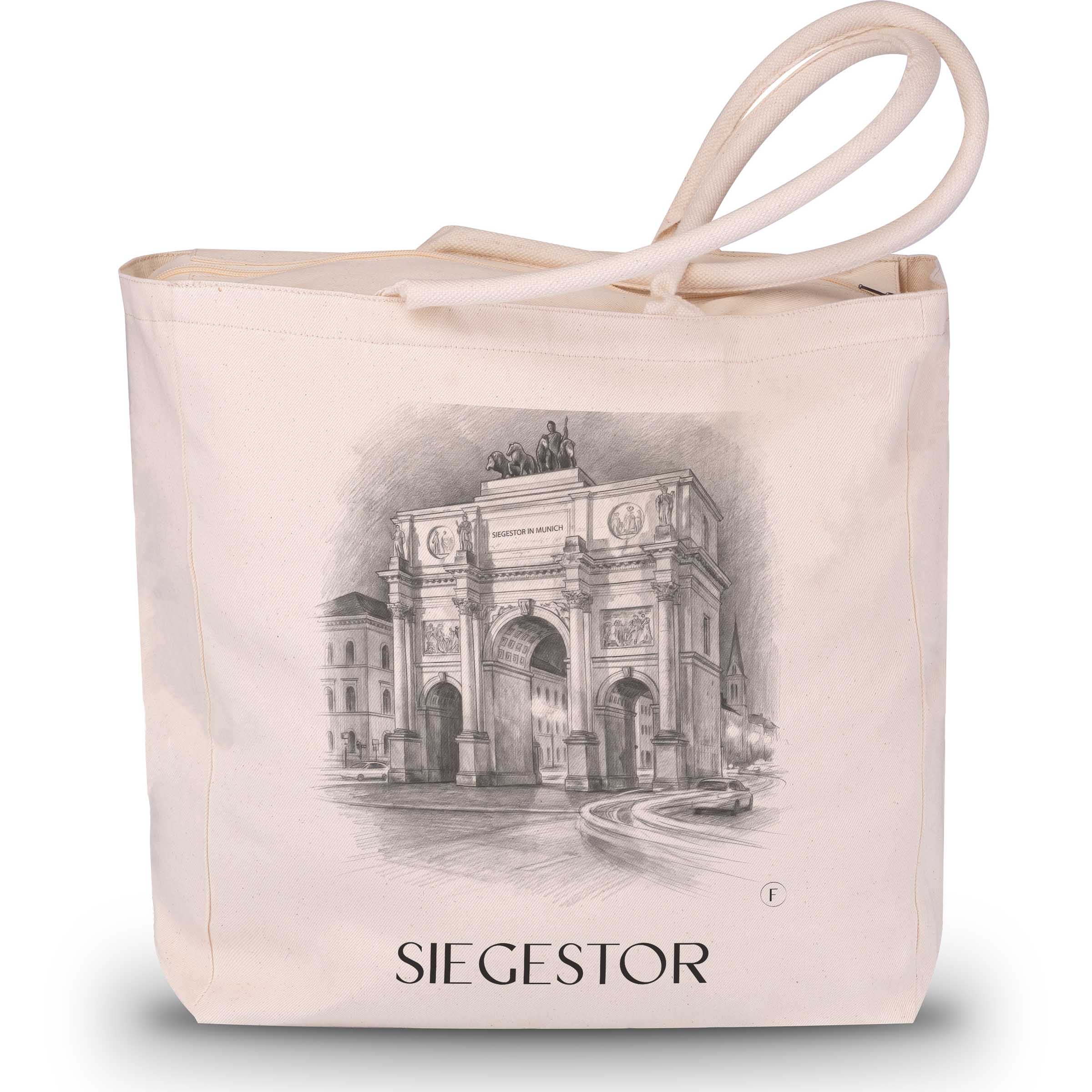 siegestor-münchen-deutschland-einkaufstasche-bleistift-zeichnung-drawing