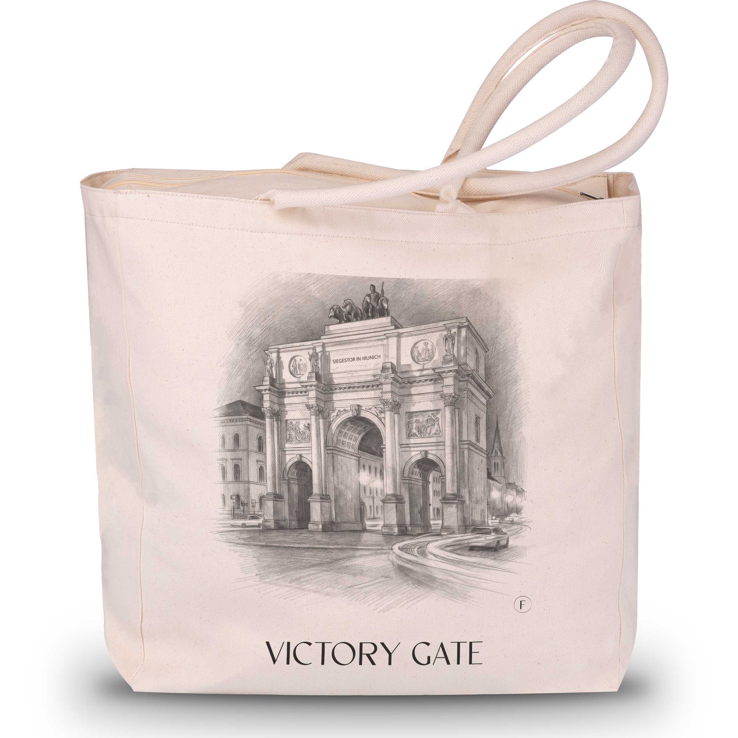 Siegestor Shopping Bag - Munich - Germany Tote Bag - Drawing Style Shopping Bag