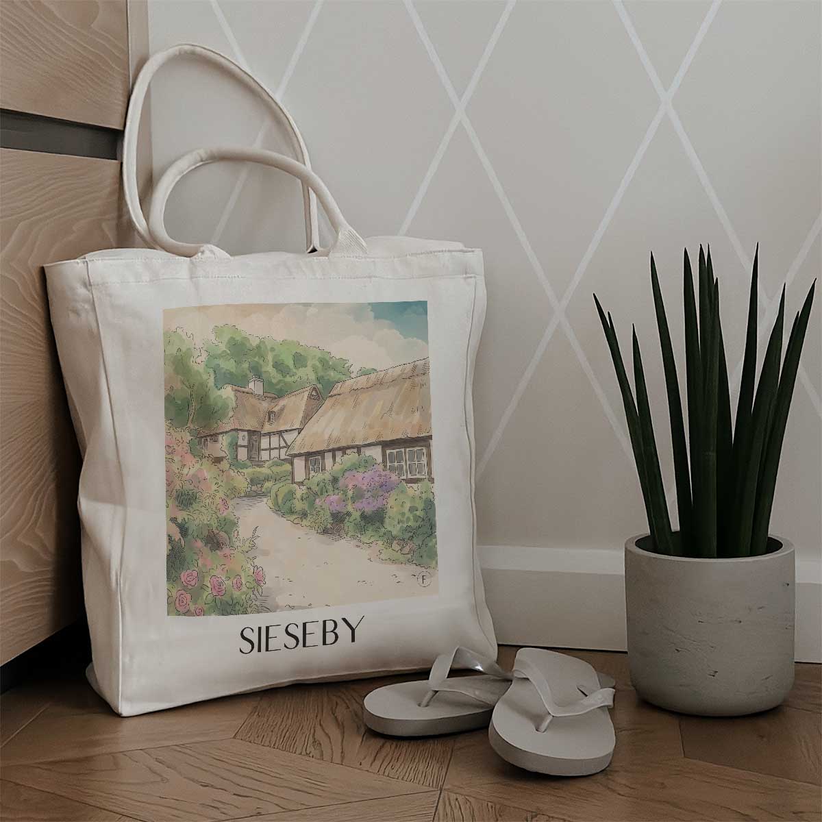 sieseby-schleswig-holstein-deutschland-einkaufstasche-aquarell