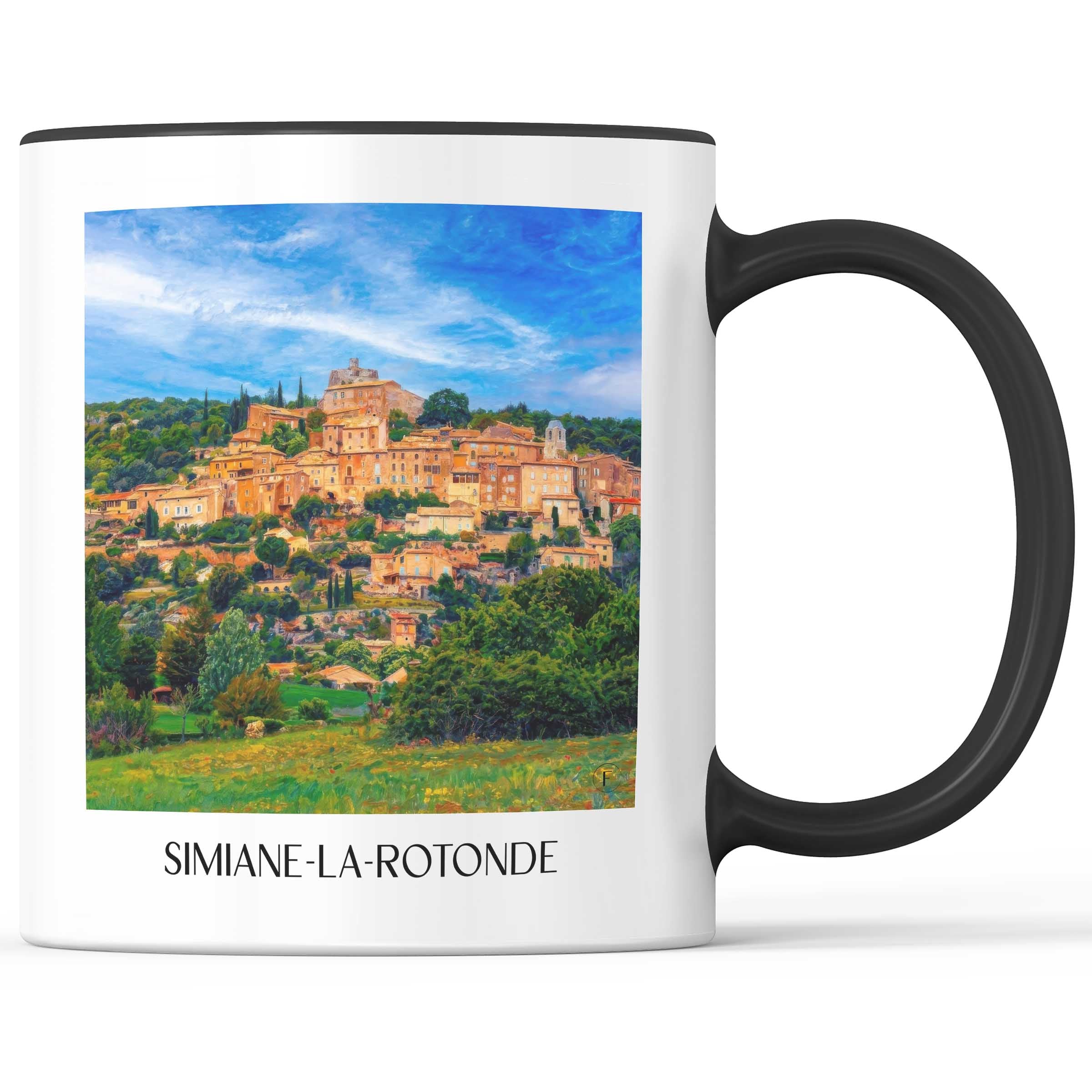 Simiane-la-Rotonde Kaffeebecher - Provence - Frankreich Becher - Kaffeetasse im Ölgemälde Stil - favplace