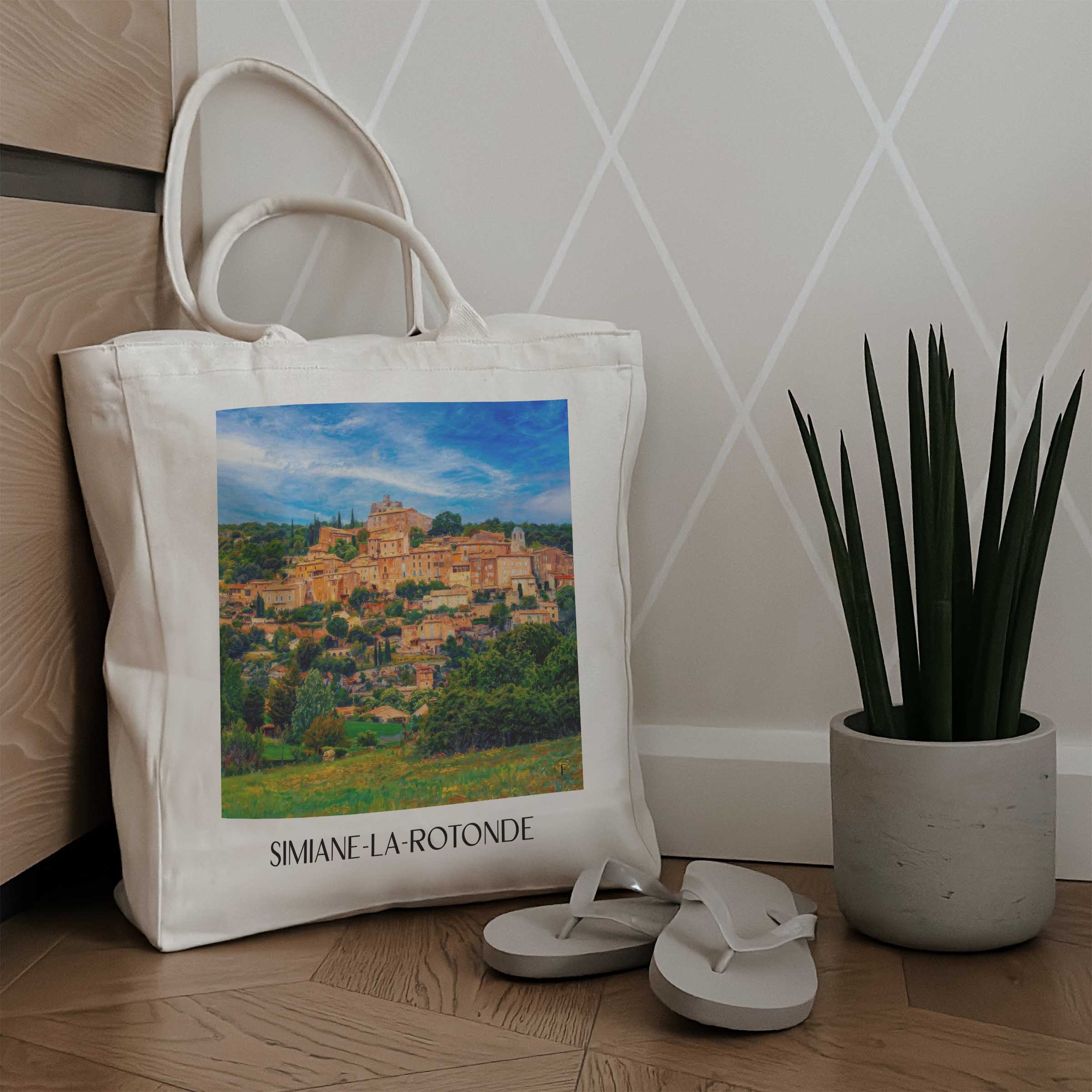 simiane-la-rotonde-provence-frankreich-einkaufstasche-oil-painting-oelgemaelde