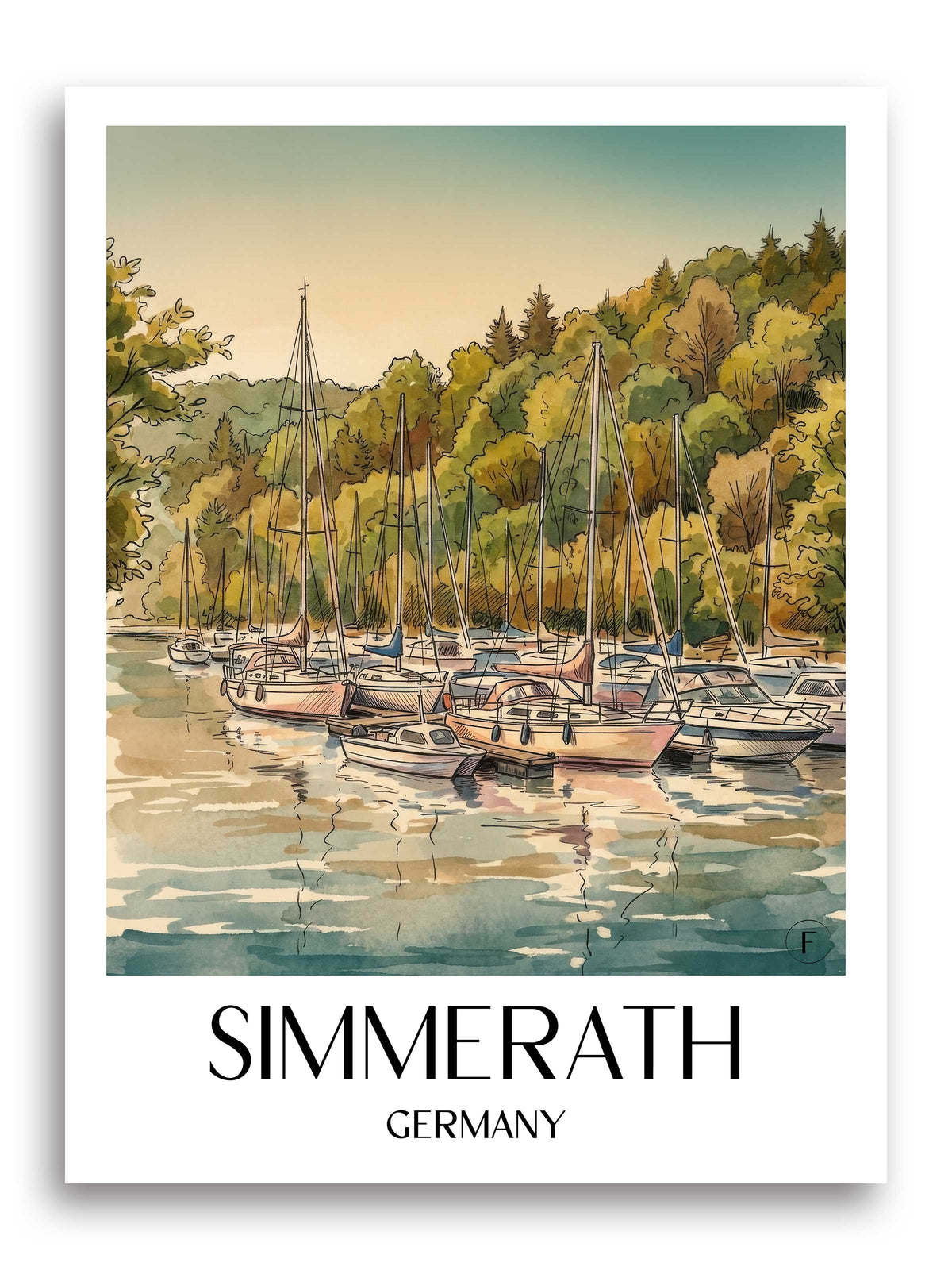 Simmerath Poster - Eifel - Deutschland Kunstdruck - Aquarell von A4 bis A1 - favplace
