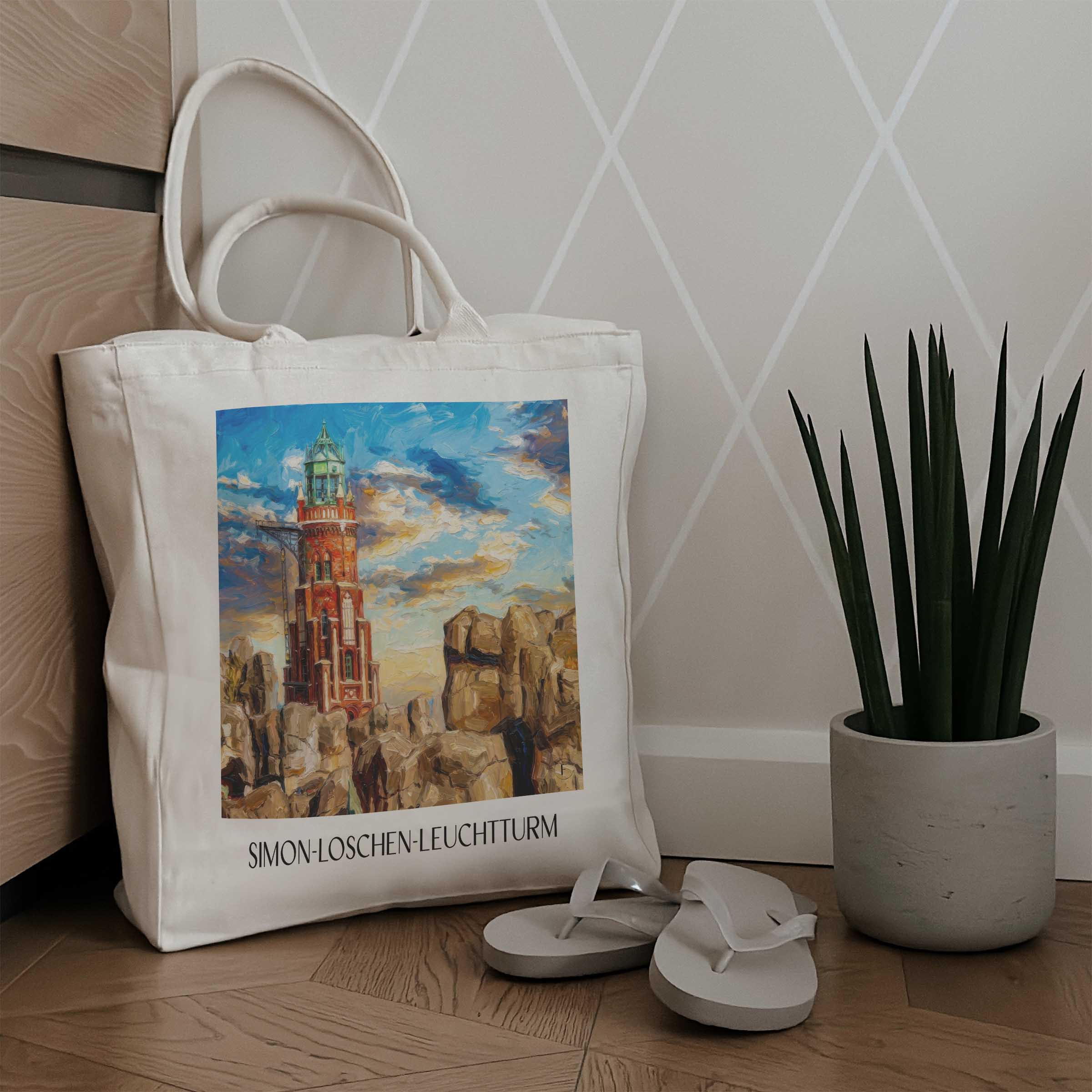 simon-loschen-leuchtturm-bremerhaven-deutschland-einkaufstasche-oil-painting-oelgemaelde