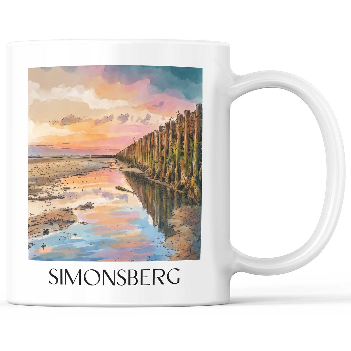 Simonsberg Kaffeebecher - Nordfriesland - Deutschland Becher - Kaffeetasse im Aquarell Stil - favplace