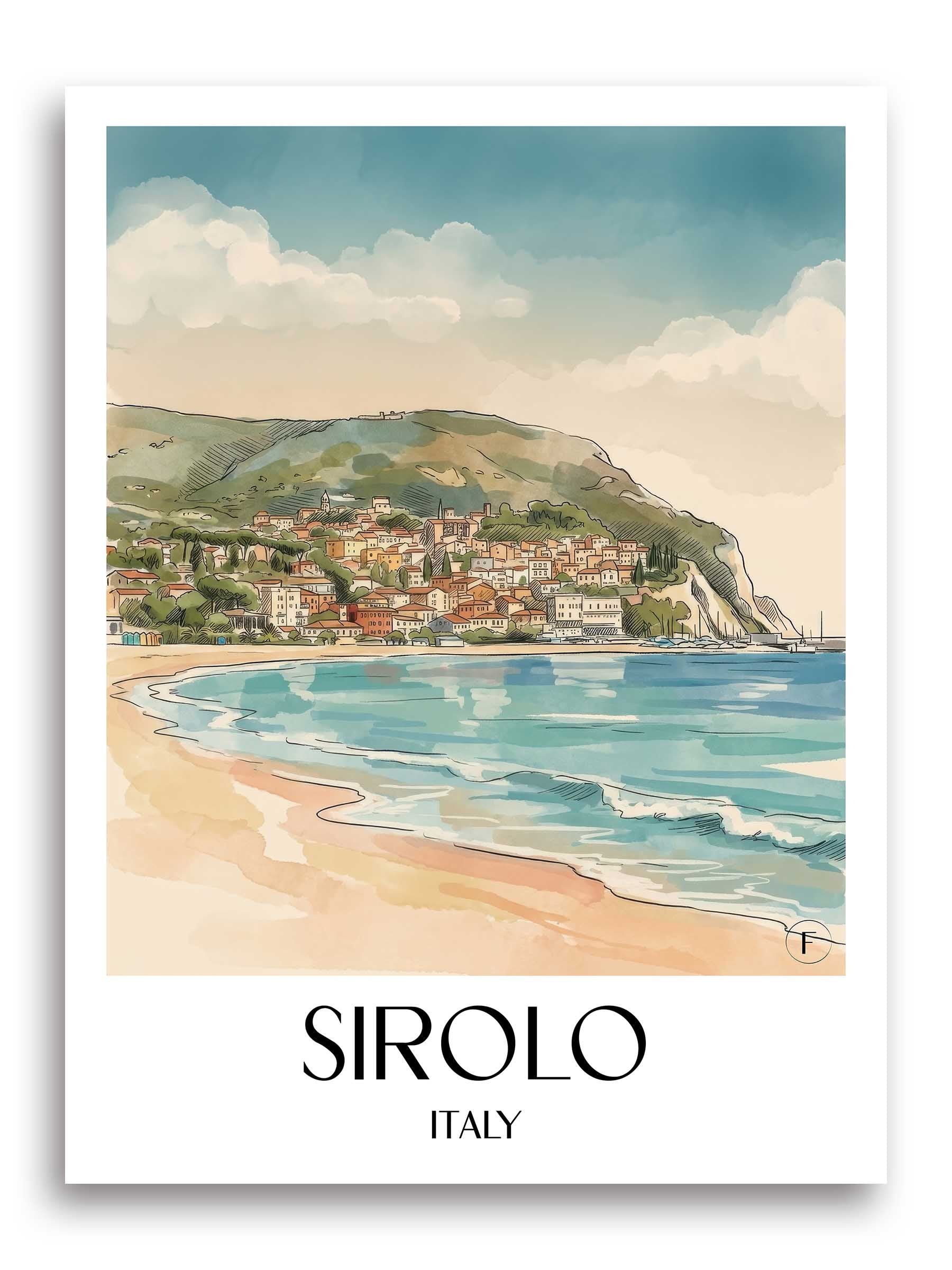Sirolo Poster - Marken - Italien Kunstdruck - Aquarell von A4 bis A1 - favplace