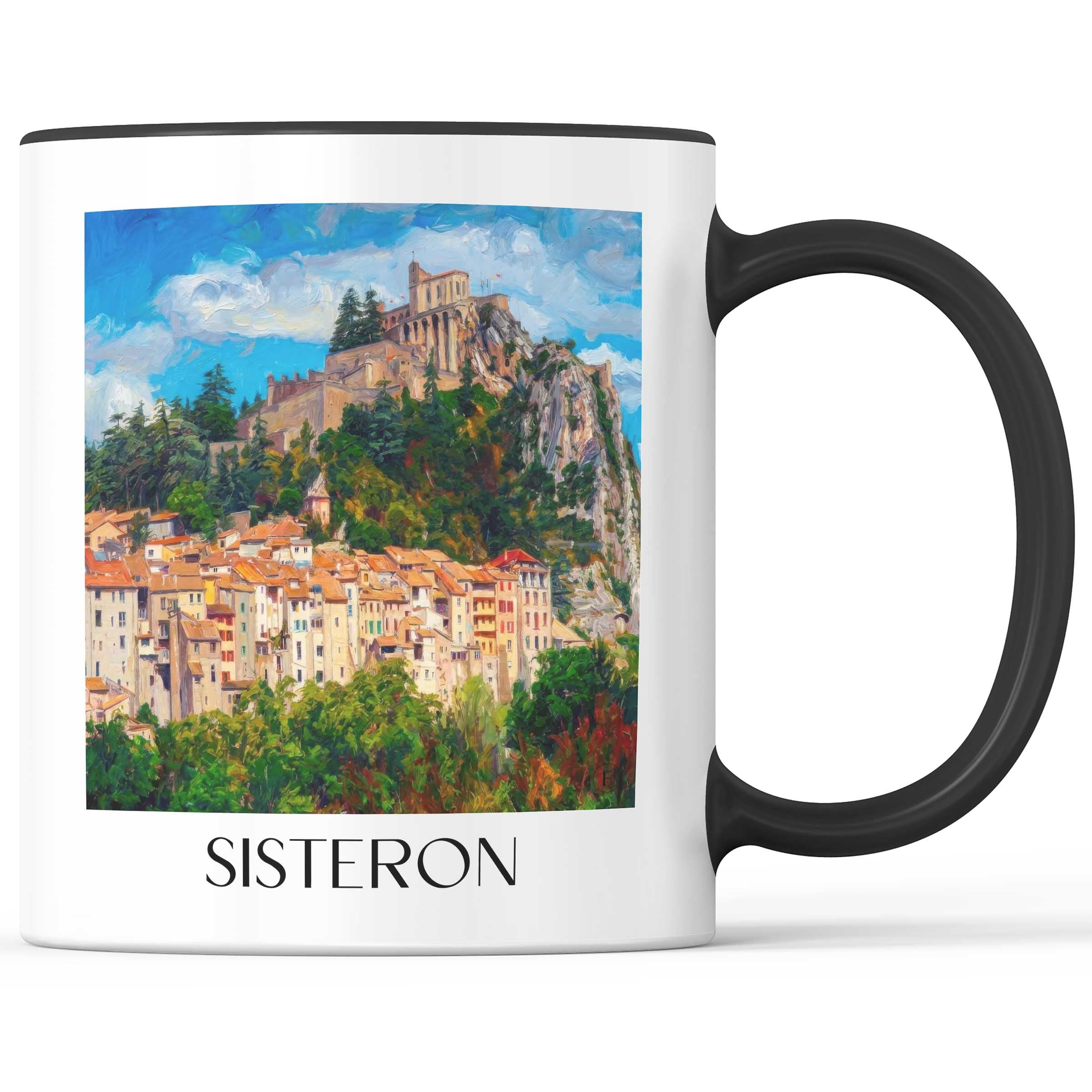 Sisteron Kaffeebecher - Provence - Frankreich Becher - Kaffeetasse im Ölgemälde Stil - favplace