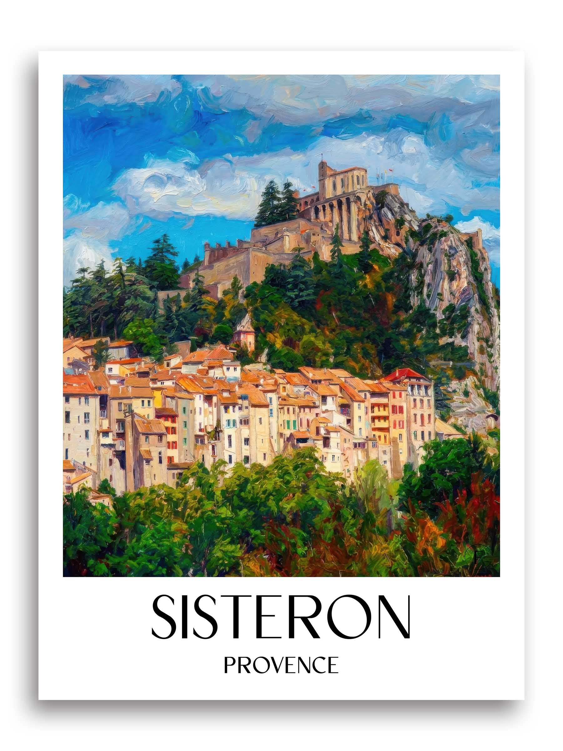 Sisteron Poster - Provence - Frankreich Kunstdruck - Ölgemälde von A4 bis A1 - favplace