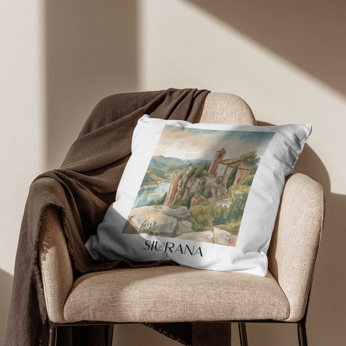 siurana-spanien-spanien-kissenbezug-aquarell