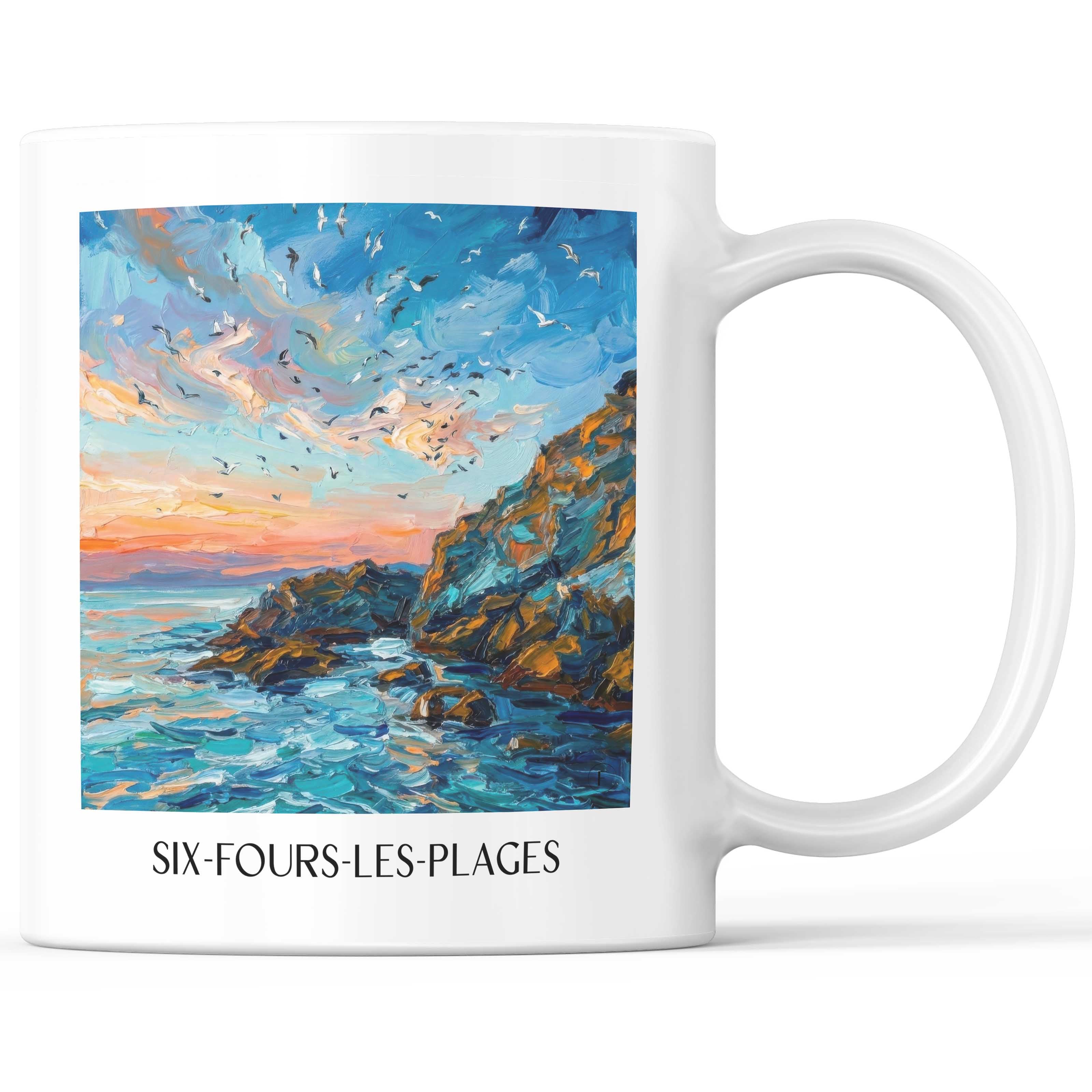 Six-Fours-les-Plages Kaffeebecher - Côte Provençale - Frankreich Becher - Kaffeetasse im Ölgemälde Stil - favplace