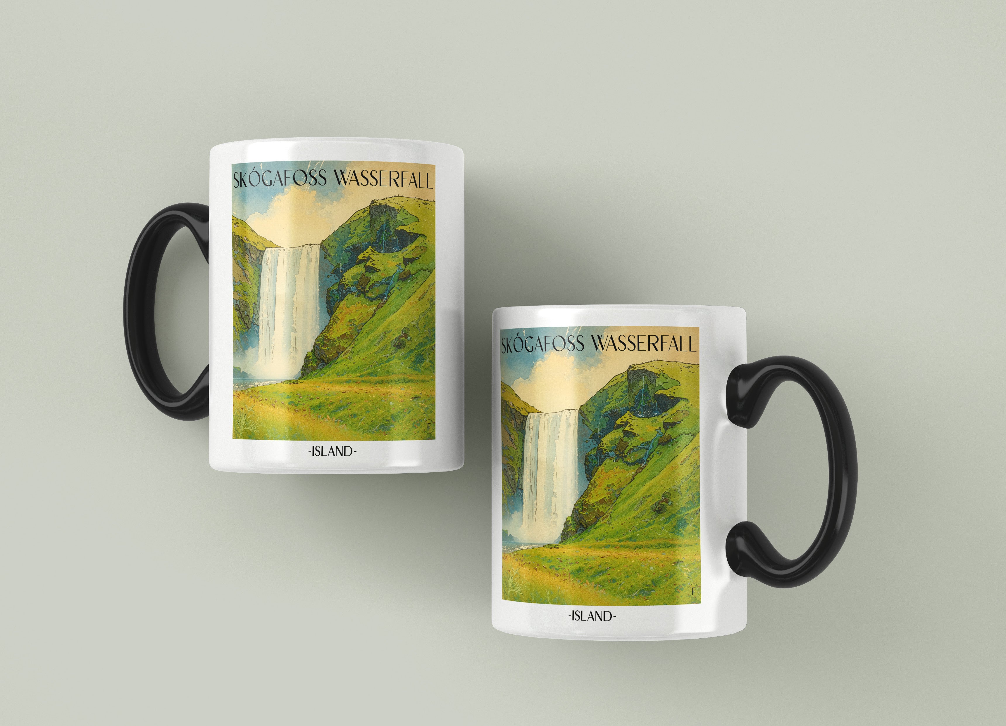 skógafoss-wasserfall-island-island-einkaufstasche-aquarell
