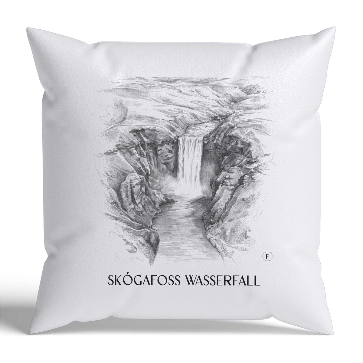 skógafoss-wasserfall-island-island-kissenbezug-bleistift-zeichnung-drawing