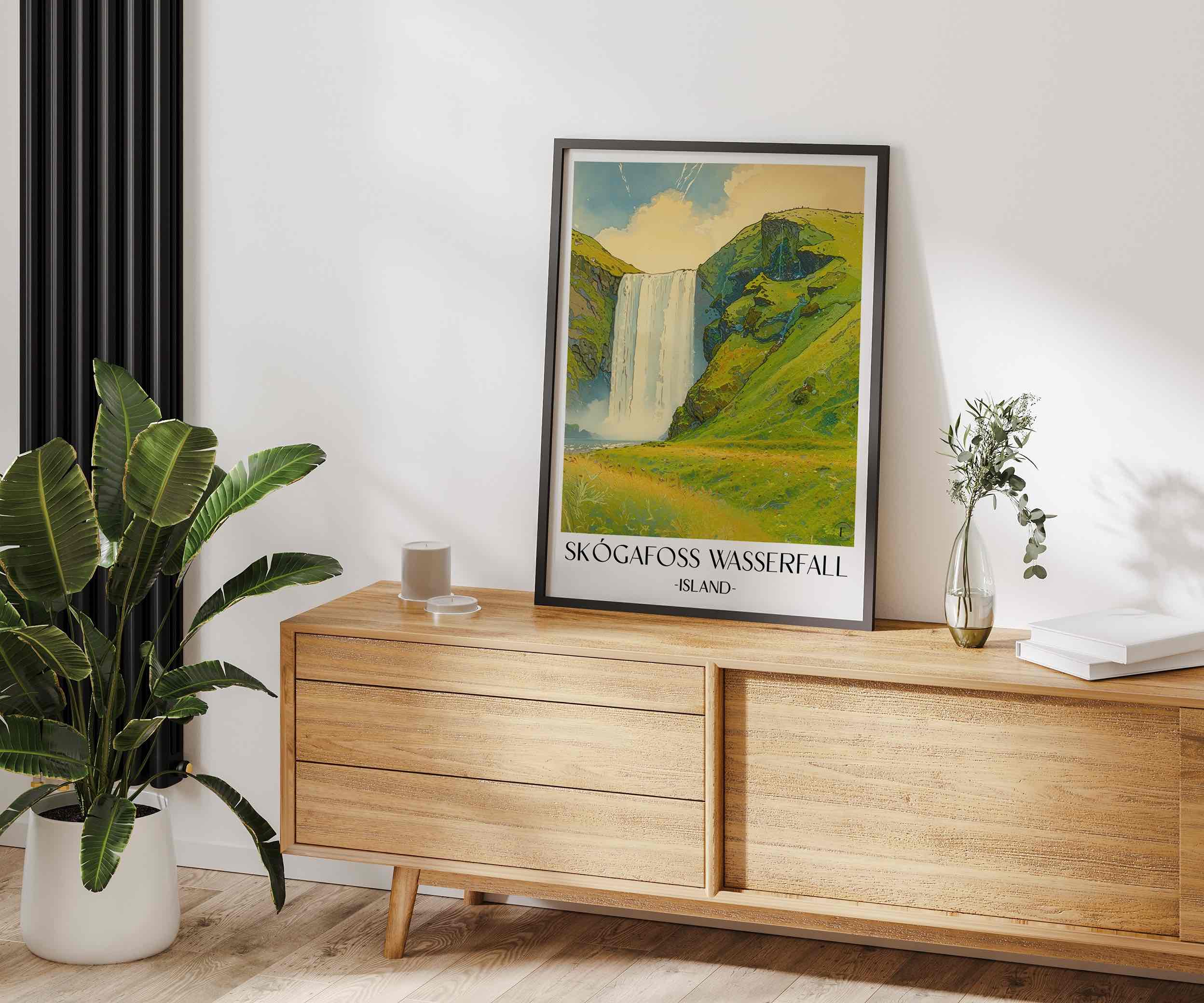 skógafoss-wasserfall-island-island-poster-aquarell
