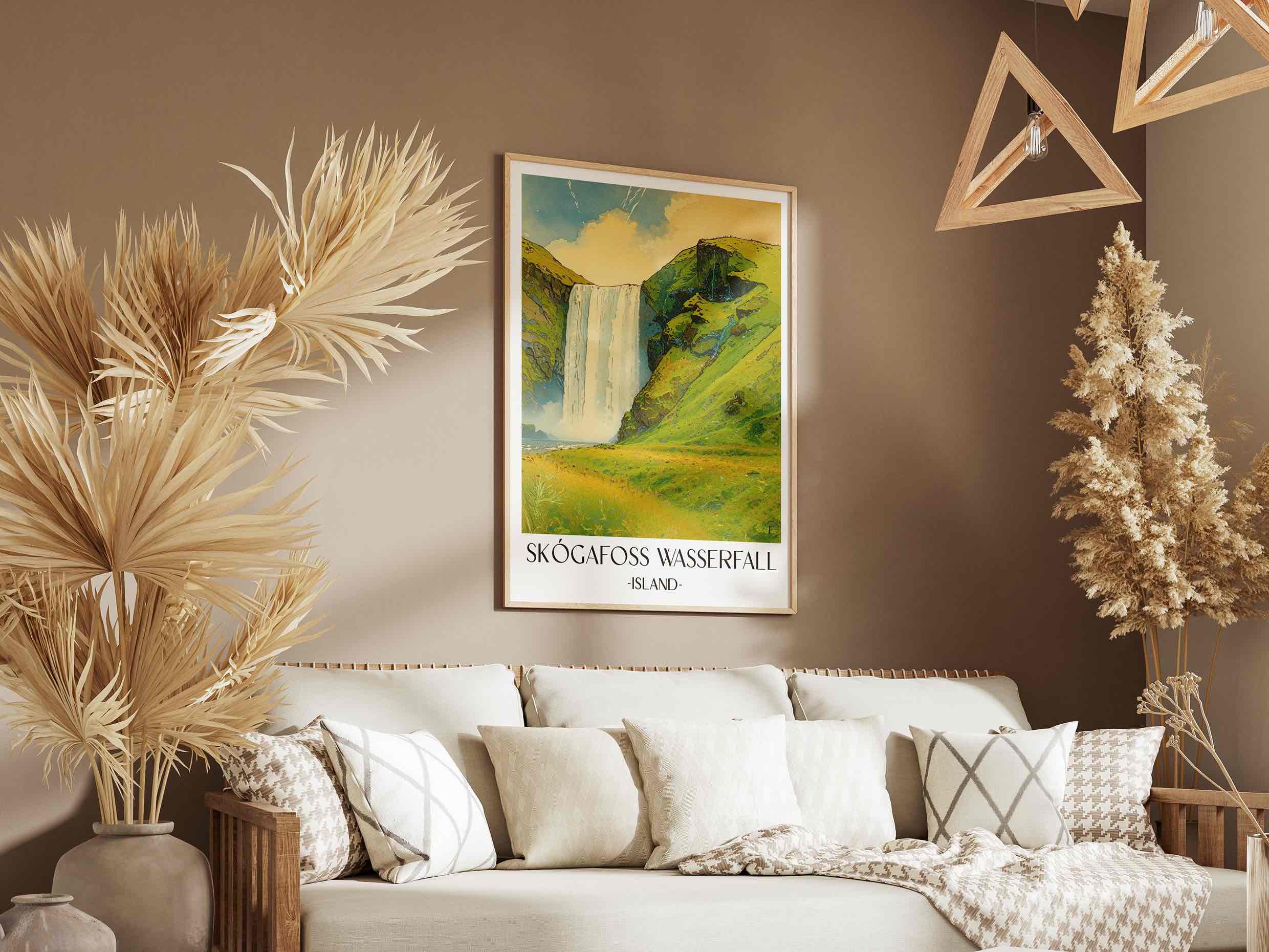 skógafoss-wasserfall-island-island-poster-aquarell