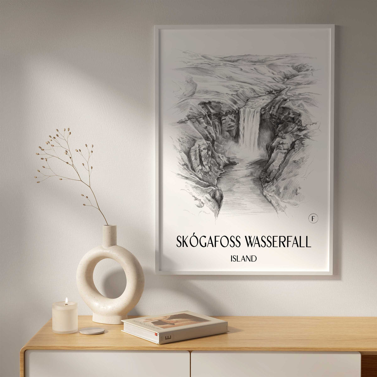 skógafoss-wasserfall-island-island-poster-bleistift-zeichnung-drawing