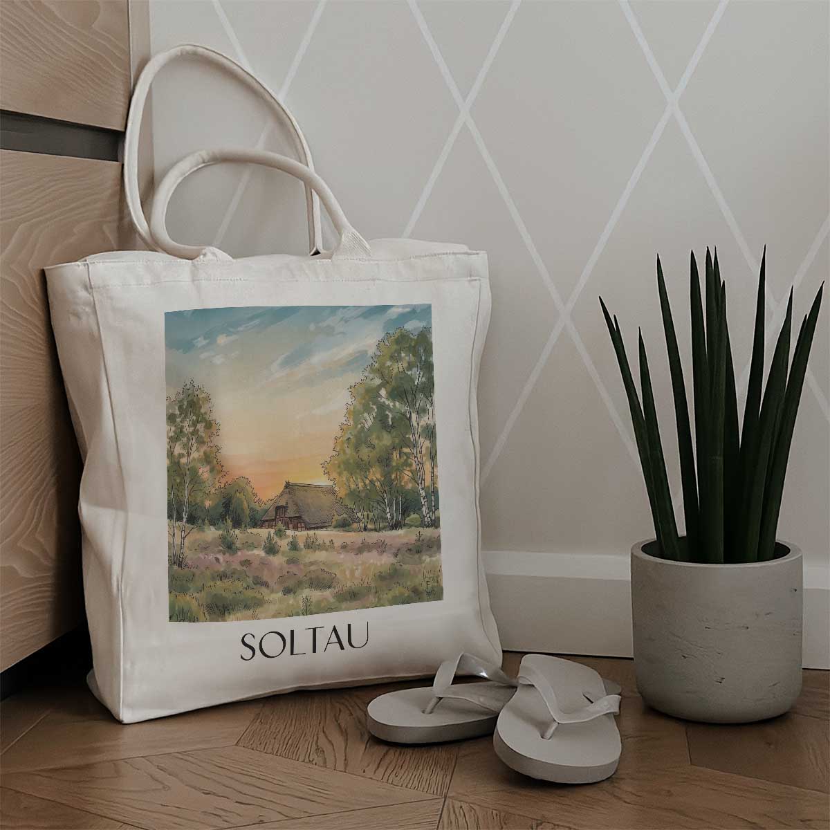 soltau-lüneburger-heide-deutschland-einkaufstasche-aquarell