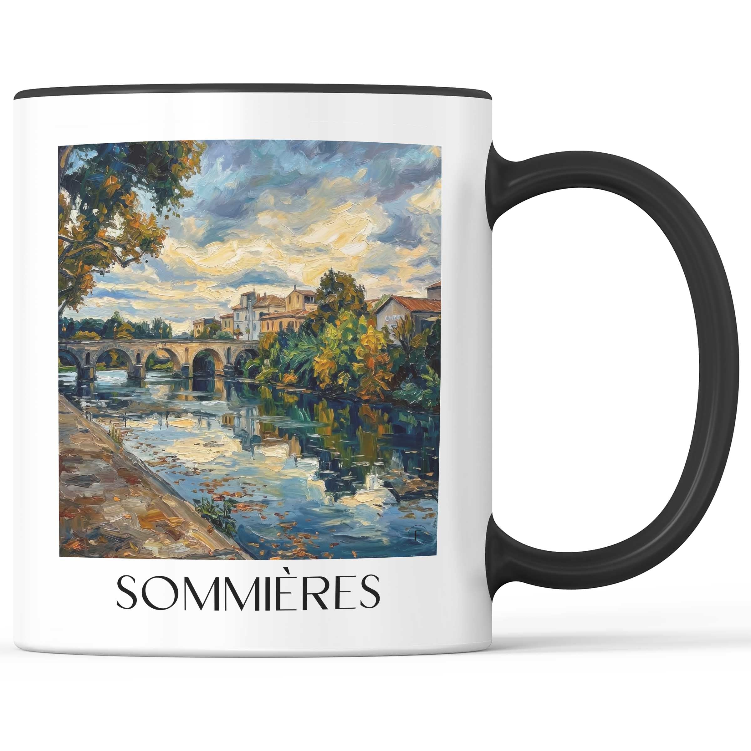 Sommières Kaffeebecher - Okzitanien - Frankreich Becher - Kaffeetasse im Ölgemälde Stil - favplace