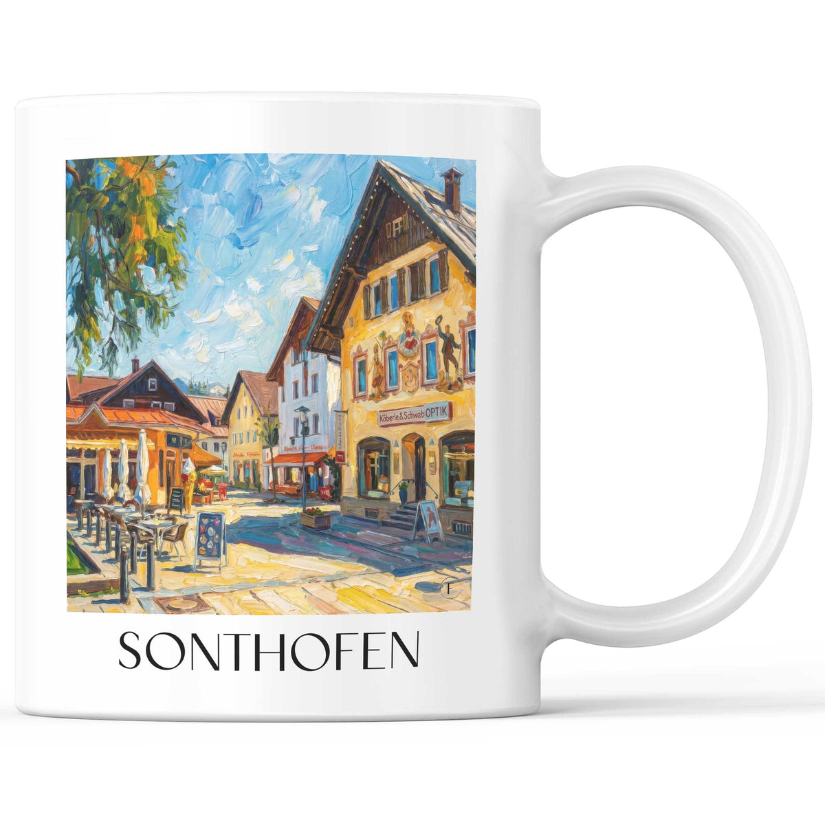 Sonthofen Kaffeebecher - Oberallgäu - Deutschland Becher - Kaffeetasse im Ölgemälde Stil - favplace