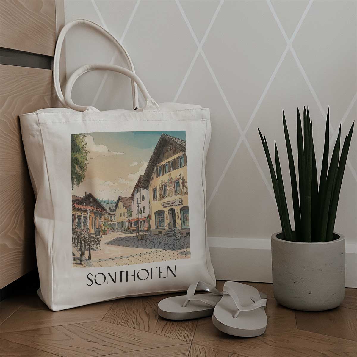 sonthofen-oberallgäu-deutschland-einkaufstasche-aquarell