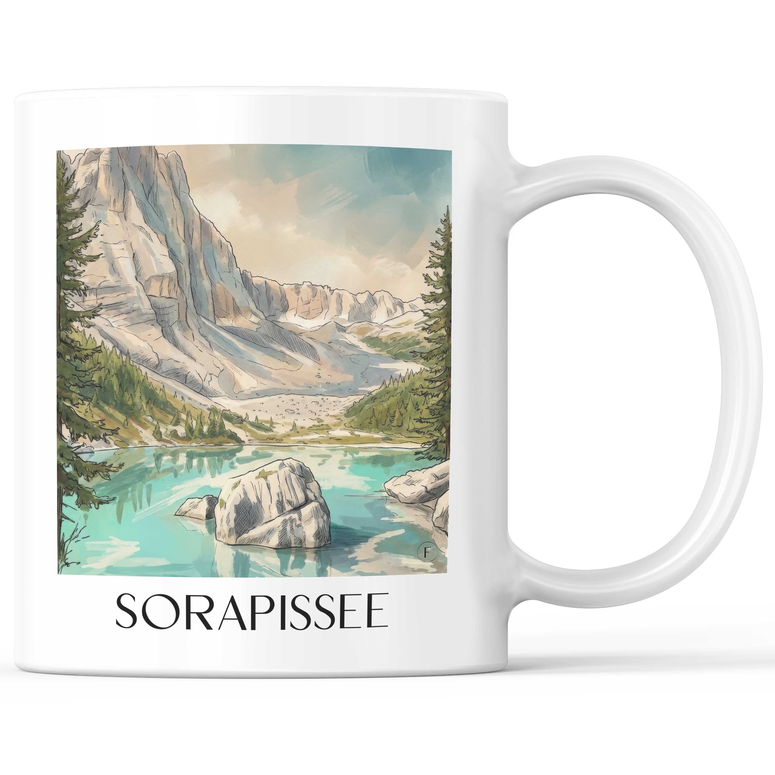 Sorapissee Kaffeebecher - Dolomiten - Italien Becher - Kaffeetasse im Aquarell Stil - favplace