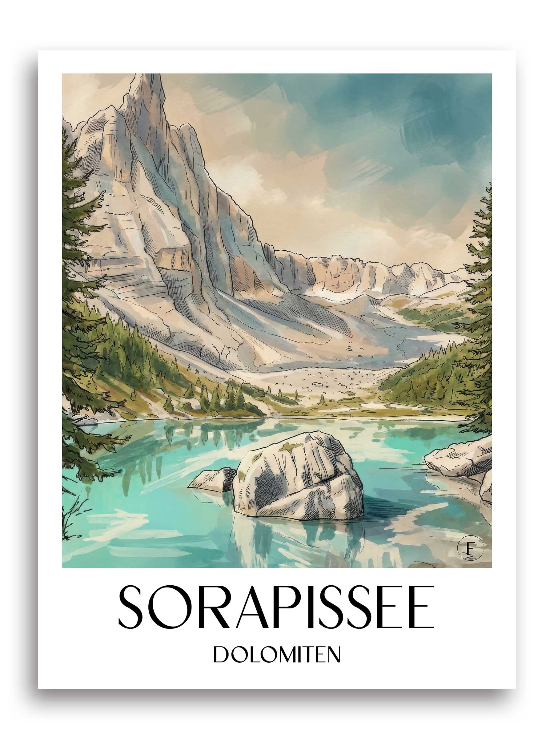 sorapissee-dolomiten-italien-poster-aquarell