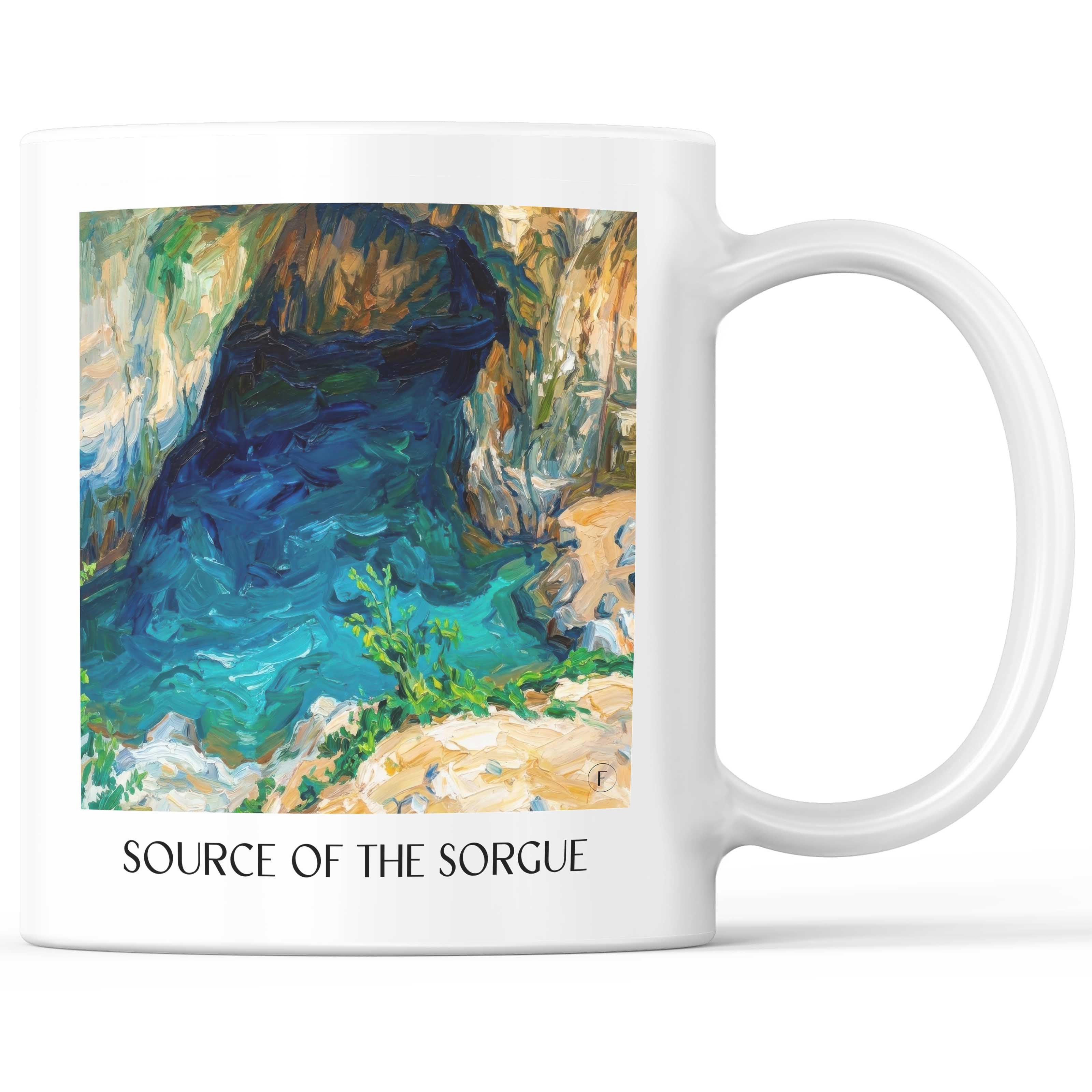 Source de la Sorgue Kaffeebecher - Fontaine-de-Vaucluse - Frankreich Becher - Kaffeetasse im Ölgemälde Stil - favplace