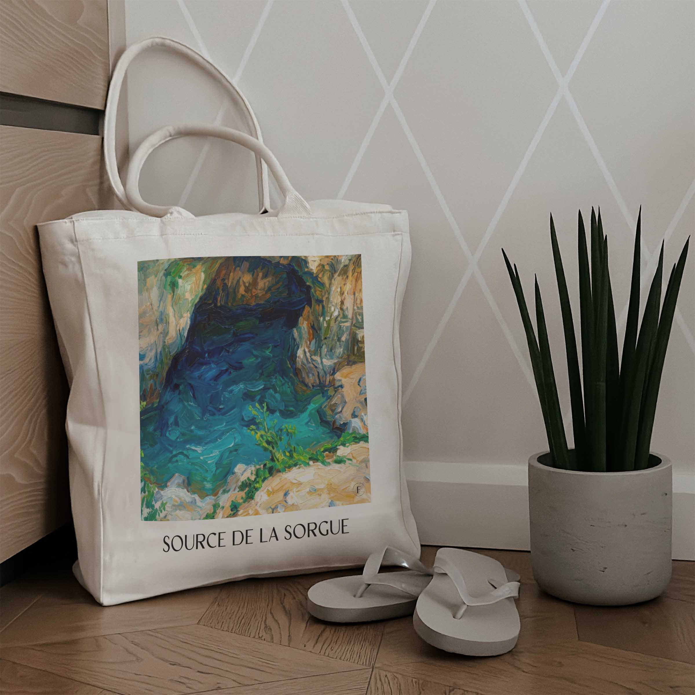 source-de-la-sorgue-fontaine-de-vaucluse-frankreich-einkaufstasche-oil-painting-oelgemaelde