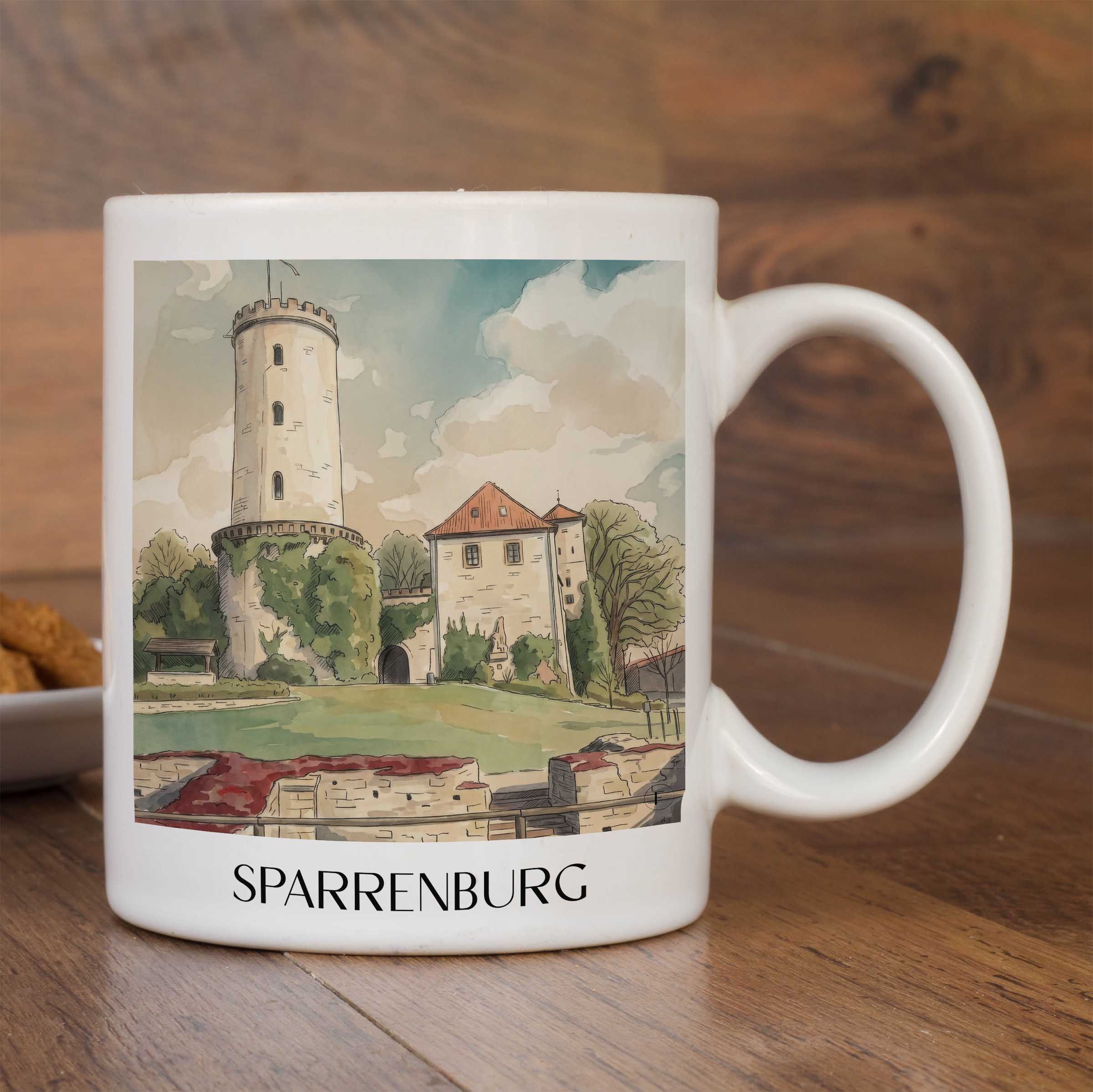 sparrenburg-bielefeld-deutschland-kaffeebecher-aquarell