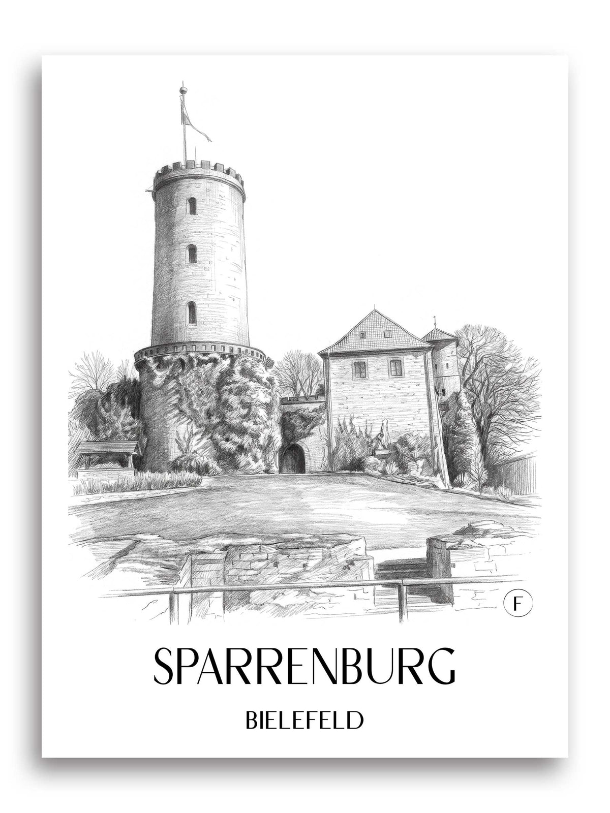 Sparrenburg Poster - Bielefeld - Deutschland Kunstdruck - Zeichnung von A4 bis A1 - favplace