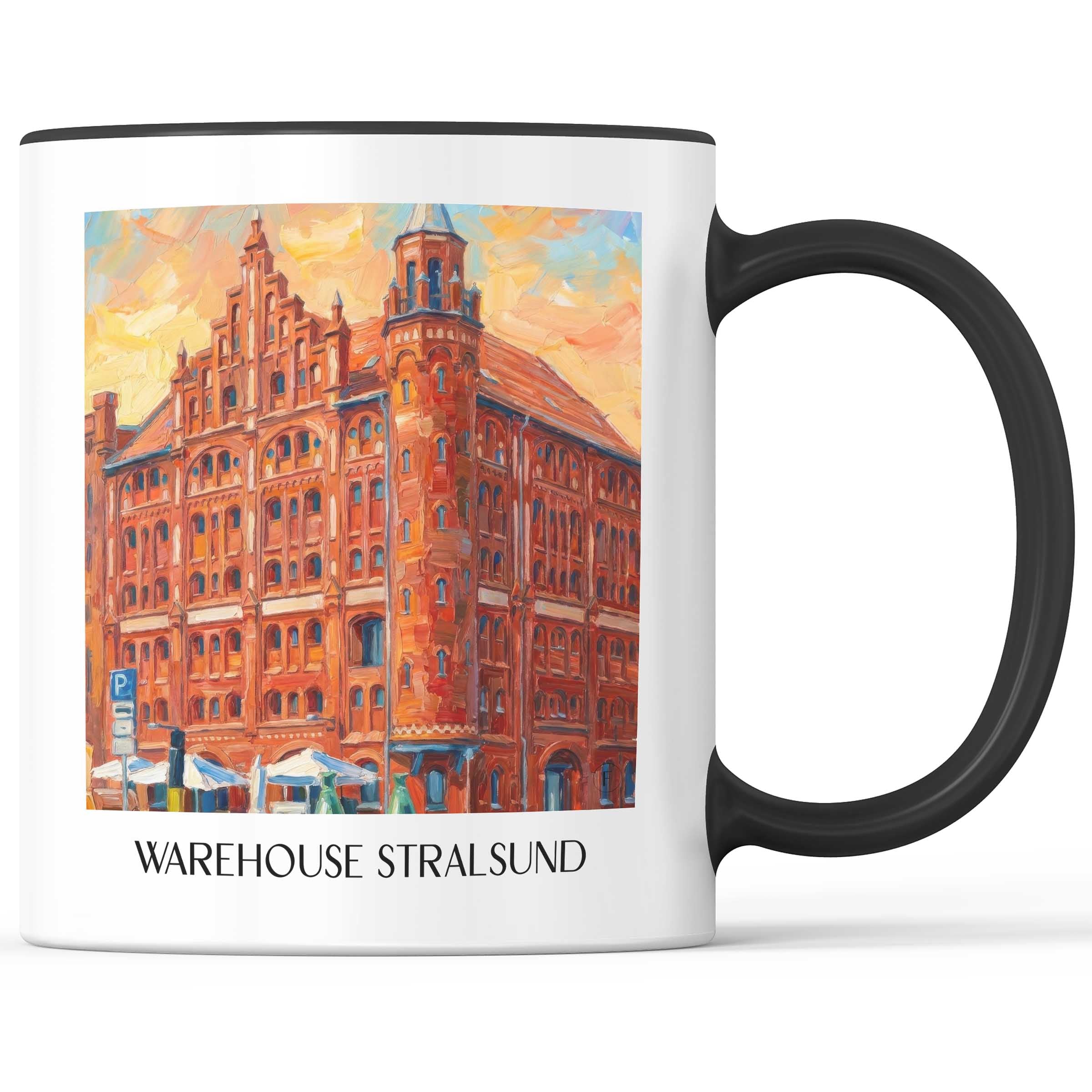 Speicherhaus Kaffeebecher - Stralsund - Deutschland Becher - Kaffeetasse im Ölgemälde Stil - favplace